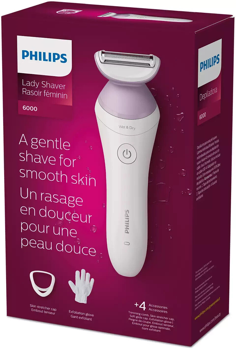 Philips 6000 Beauty Lady Electric Shaver Cordless with 4 Accessories