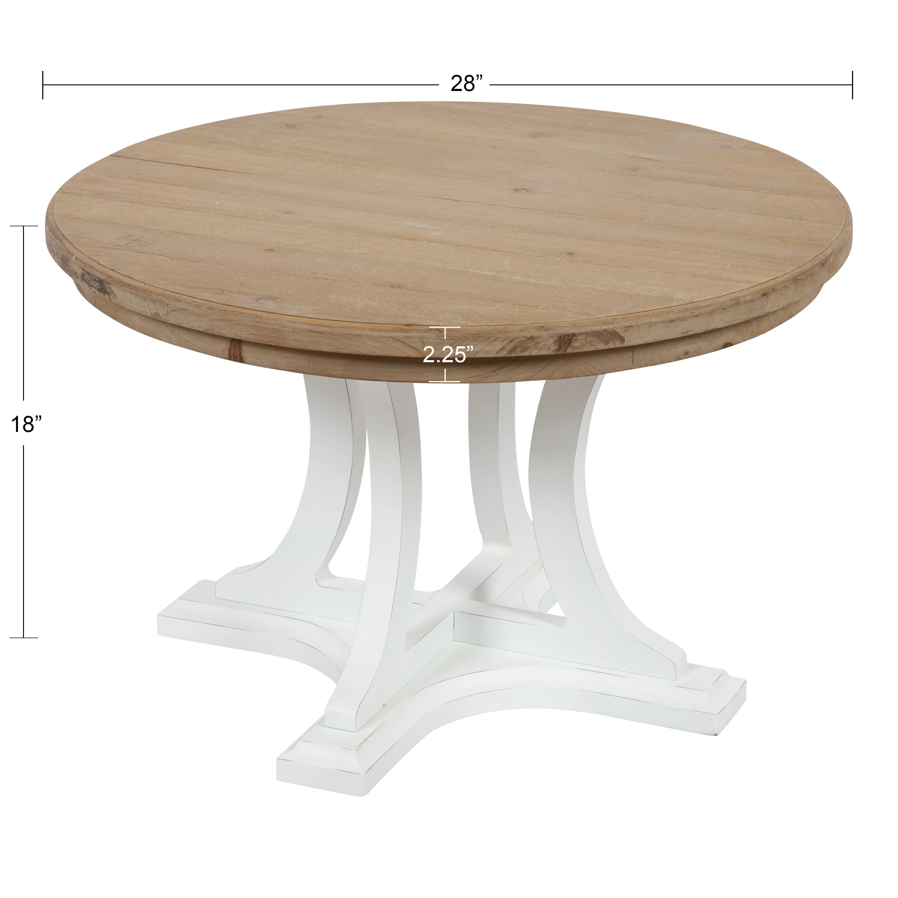 Kate and Laurel Linsley Farmhouse Coffee Table, 28 Inch Diameter, Rustic Brown and White, Decorative Centerpiece Table With Rustic Style for Vintage Decor