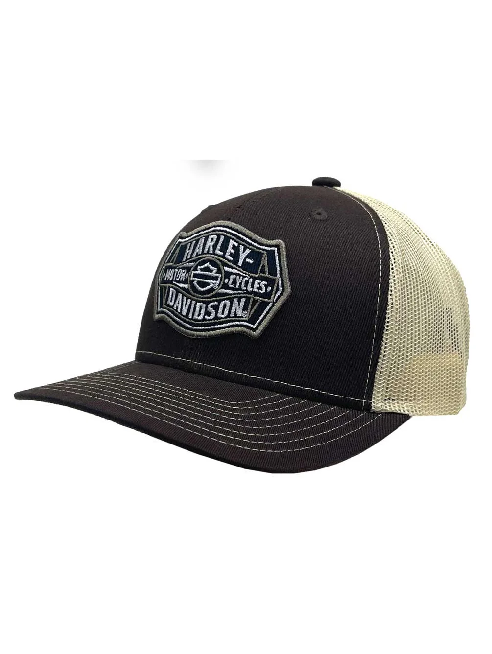 Harley-Davidson Men's Baseline Adjustable Snapback Mesh Trucker Hat - Brown, Harley Davidson