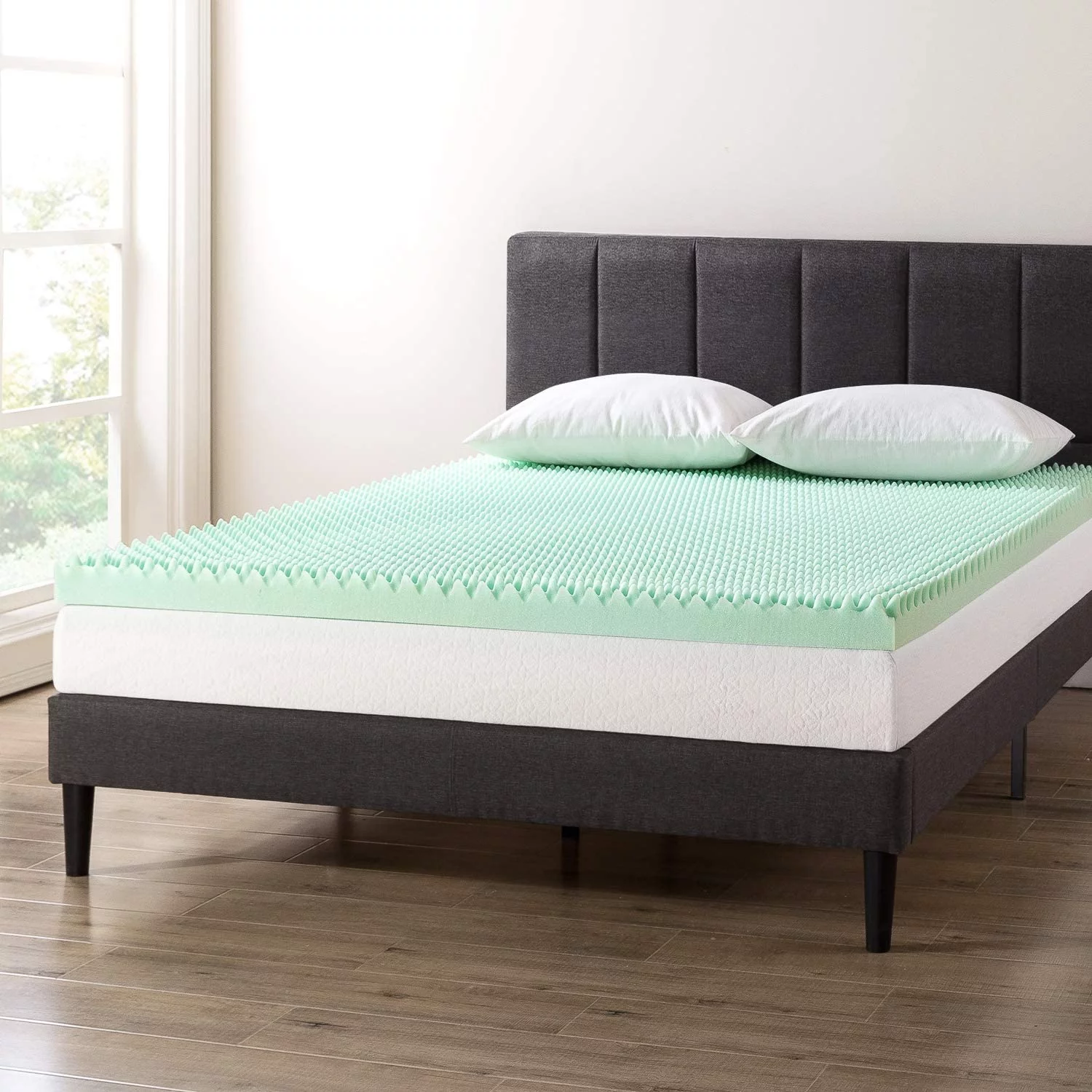 Best Price Mattress 3 Inch Egg Crate Memory Foam Mattress Topper with Calming Aloe Infusion, CertiPUR-US Certified, Twin,Green Twin 3 Inch 3 Inch