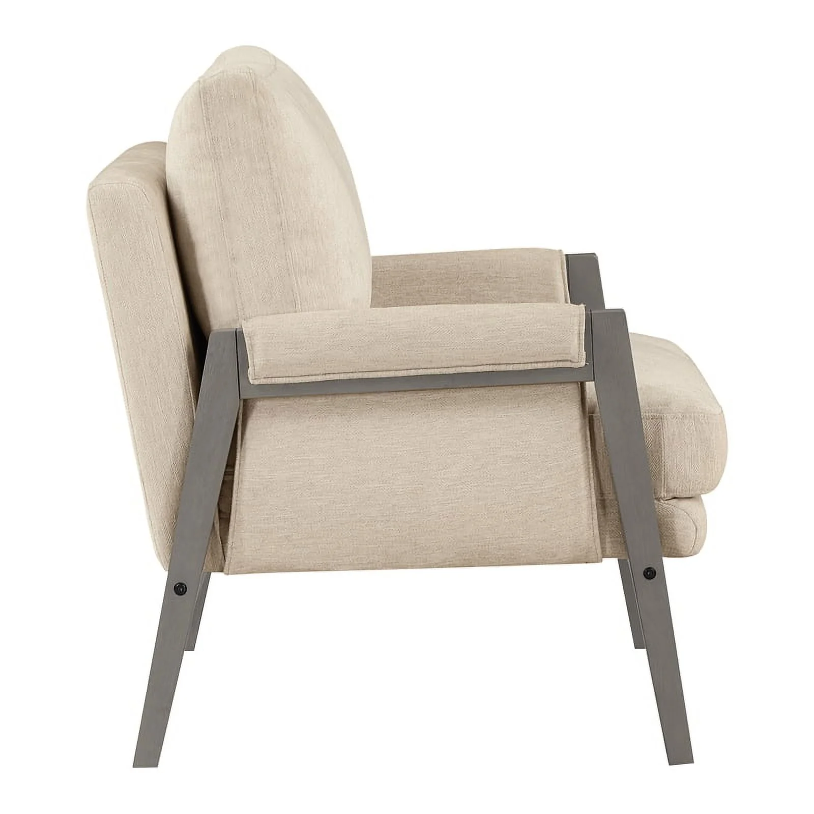 Amari Wood Frame Armchair in Cream Fabric