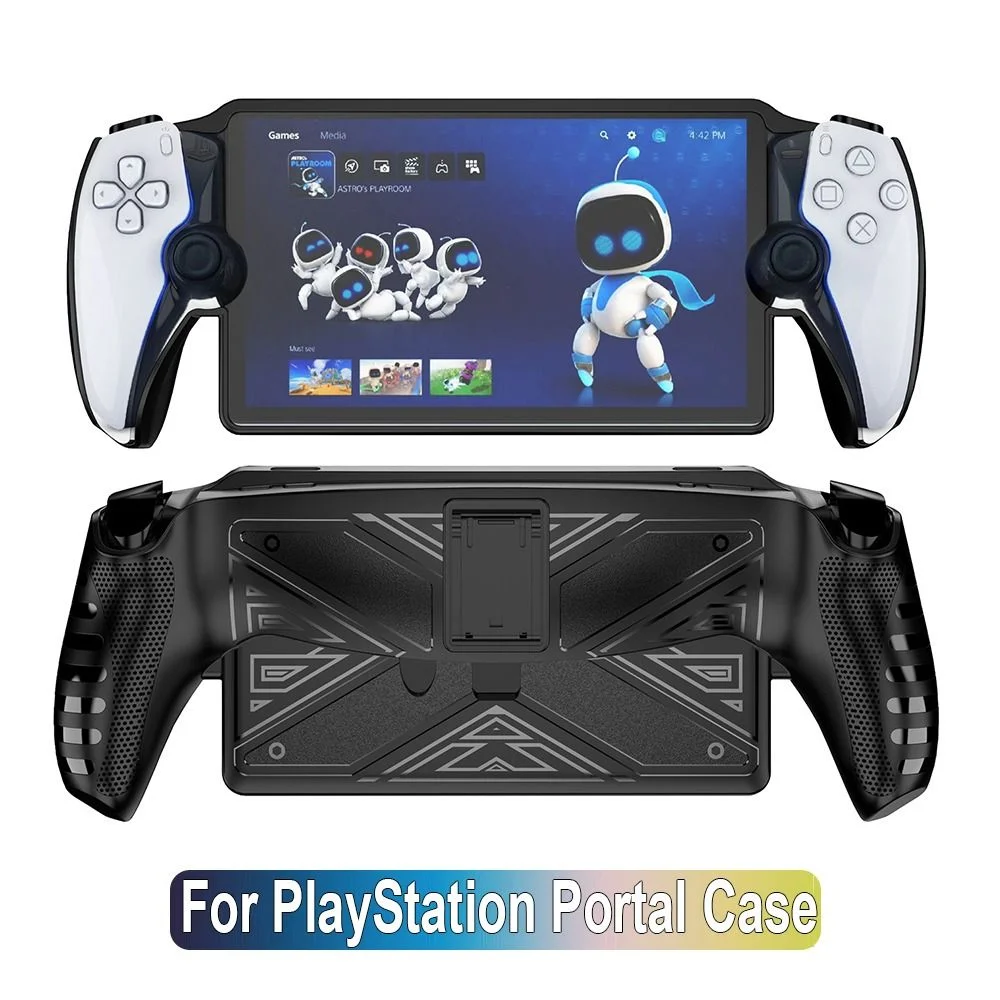 with Kickstand Protective Case TPU Shockproof Back Cover Game Accessories Soft for Sony PlayStation Portal Black
