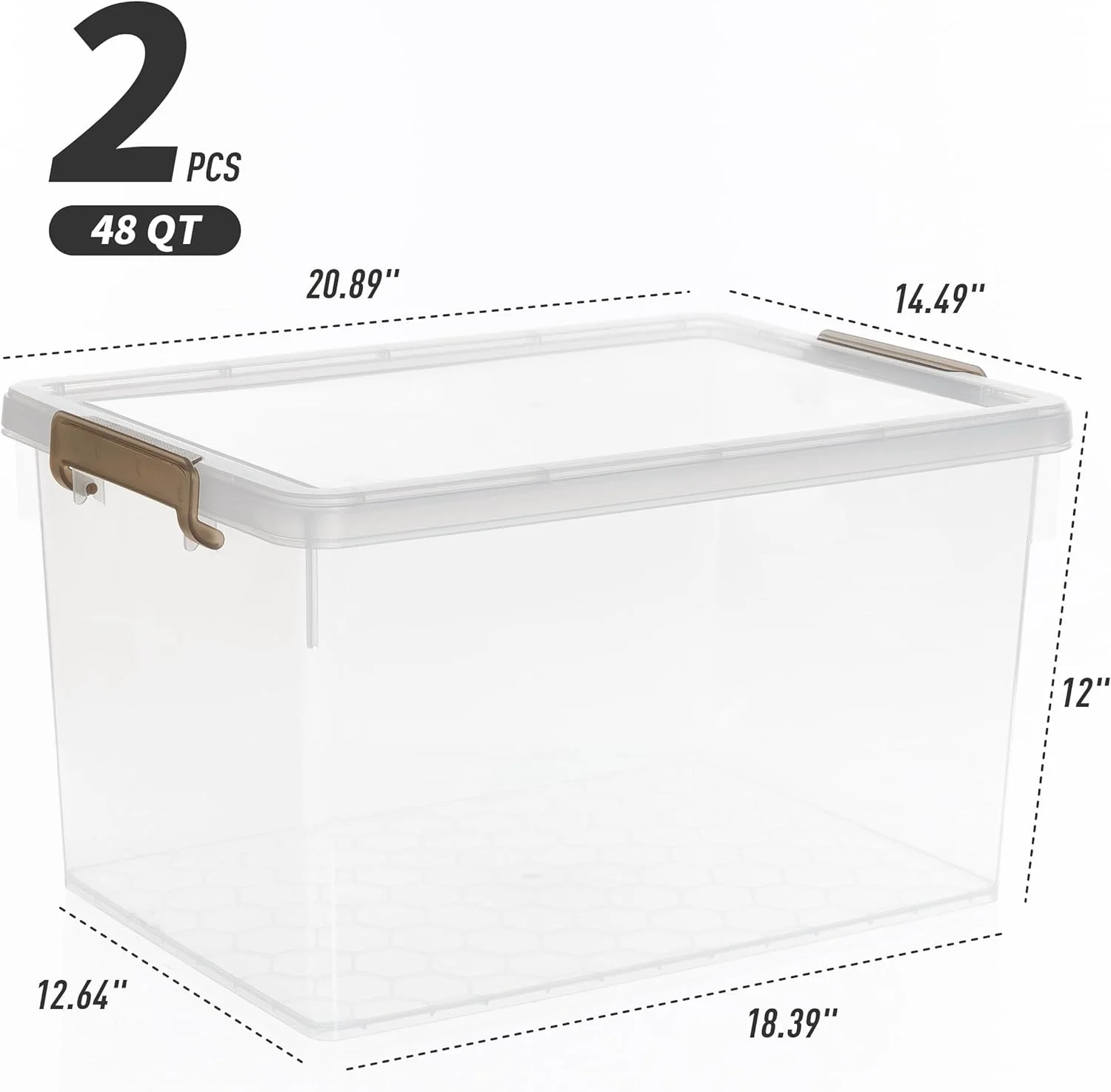 U-SHARE 48 qt Large Plastic Storage Containers with Lids and Gray Locking Handles for Office, School, and Home Garage Organization, 2-Pack
