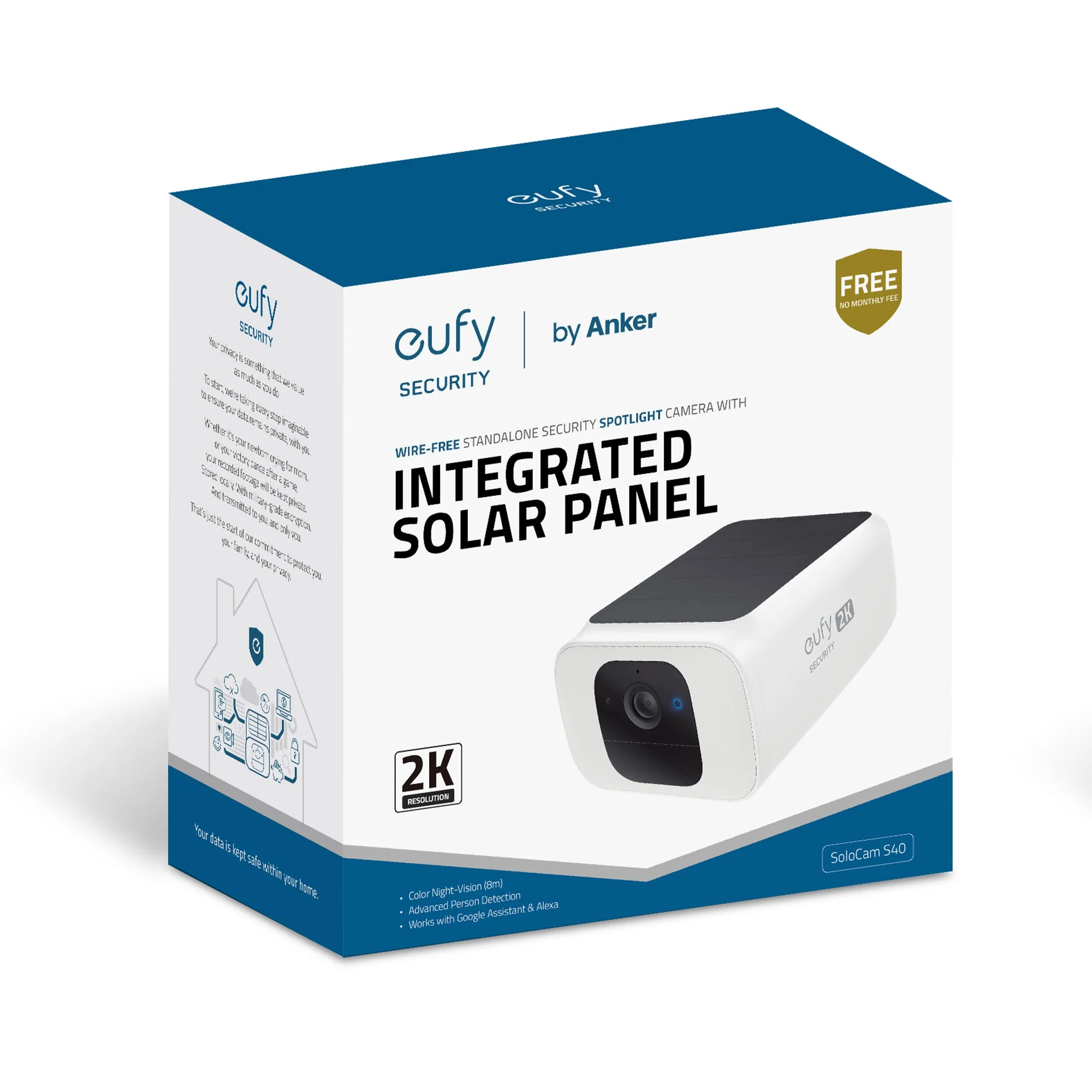 eufy Security SoloCam S230 Wireless 2K Solar Powered Camera w/Spotlight, No Monthly Fee