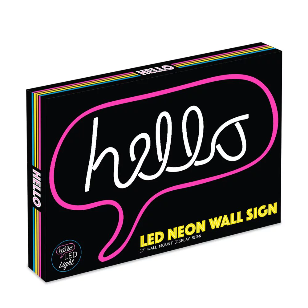 Isaac Jacobs LED Neon ‘White & Pink “hello” Word Bubble’ Wall Sign, Powered by USB Wire