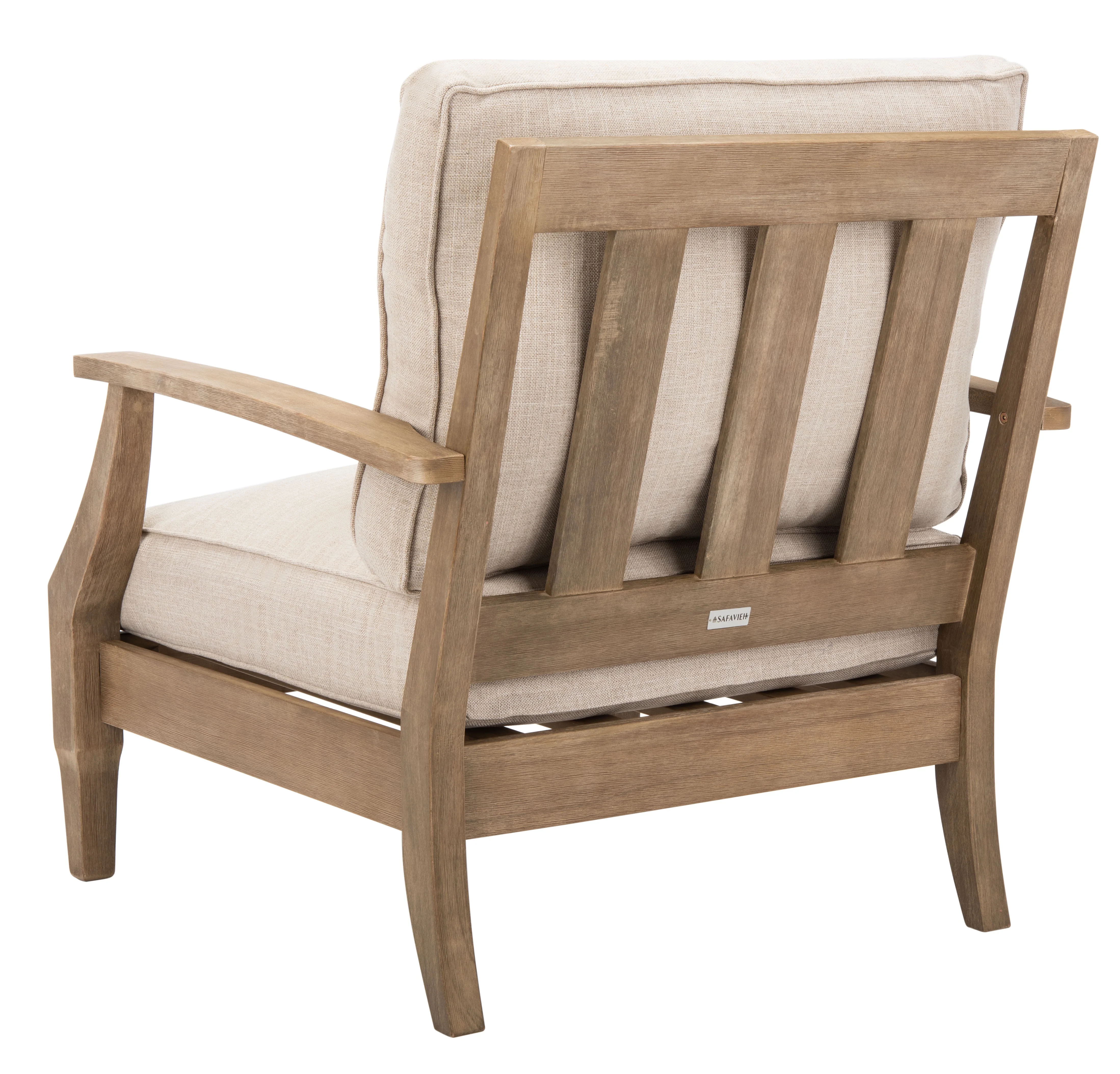 SAFAVIEH Couture Martinique Coastal Eucalyptus Wood Solid Armchair, Natural/Beige
