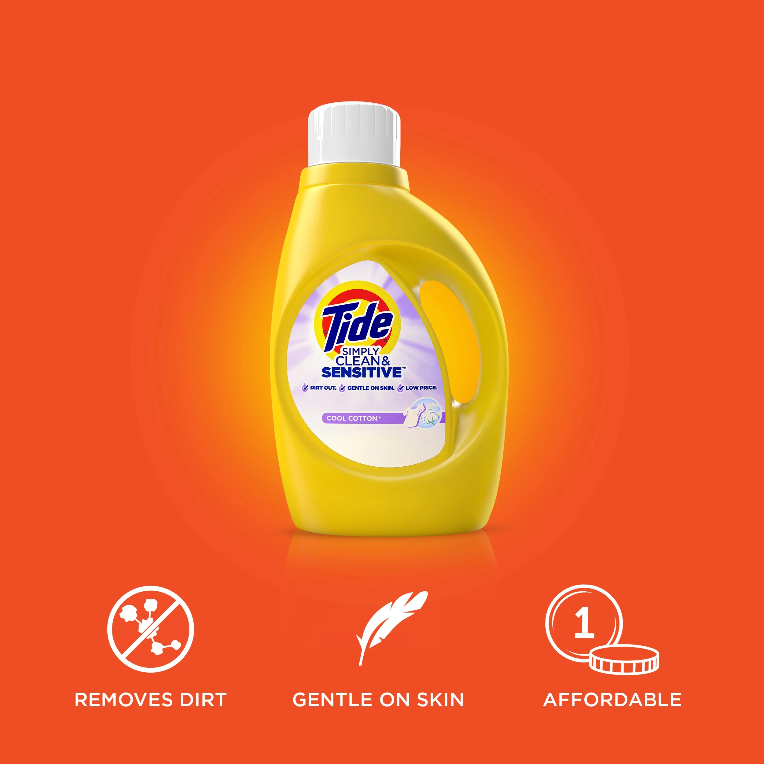 Tide Simply Clean & Sensitive HE Liquid Laundry Detergent, Cool Cotton Scent, 60 Loads 125 Oz