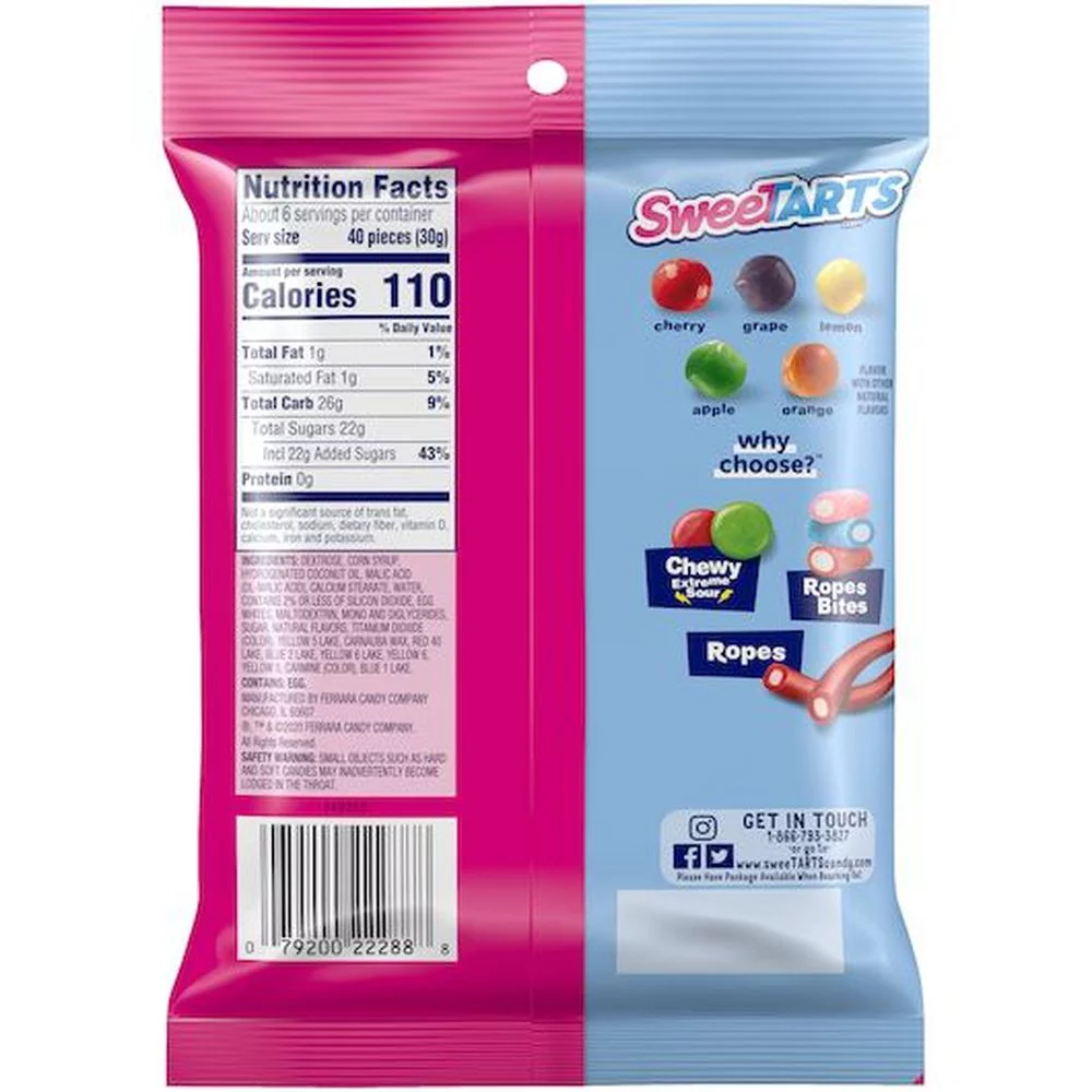 SweetTarts Chewy Minis, 6 Ounce Peg Bag -- 12 per Case.