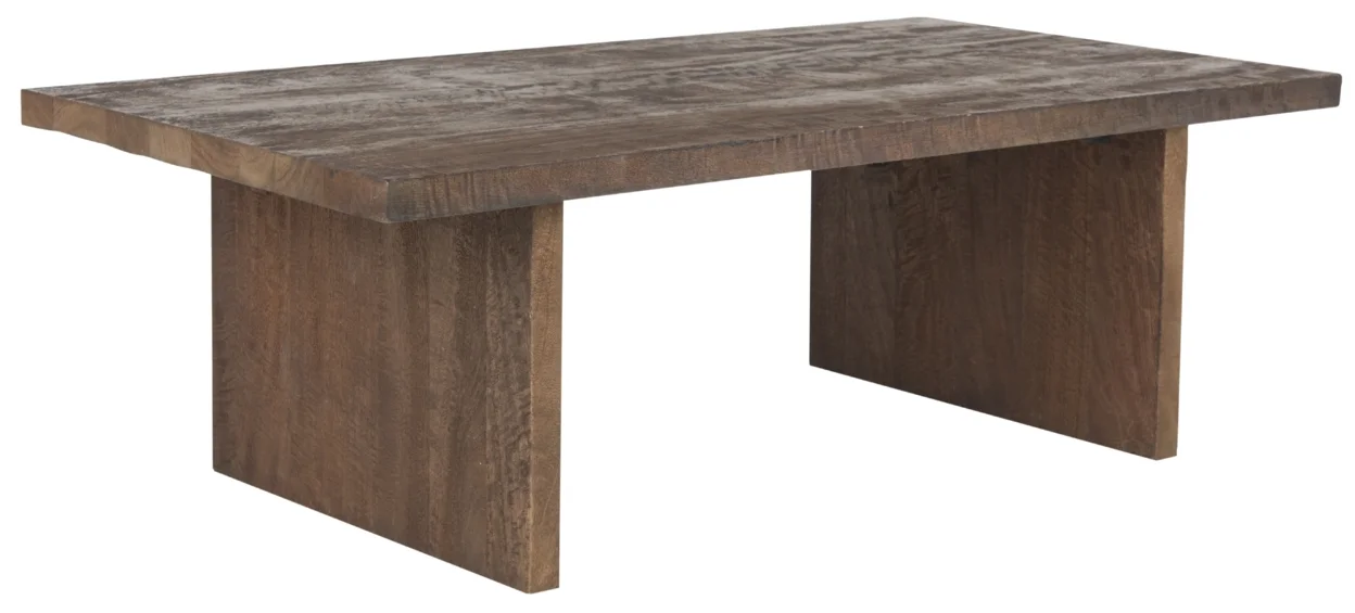 SAFAVIEH Senjo Rouge Coastal Mango Wood Coffee Table, Brown