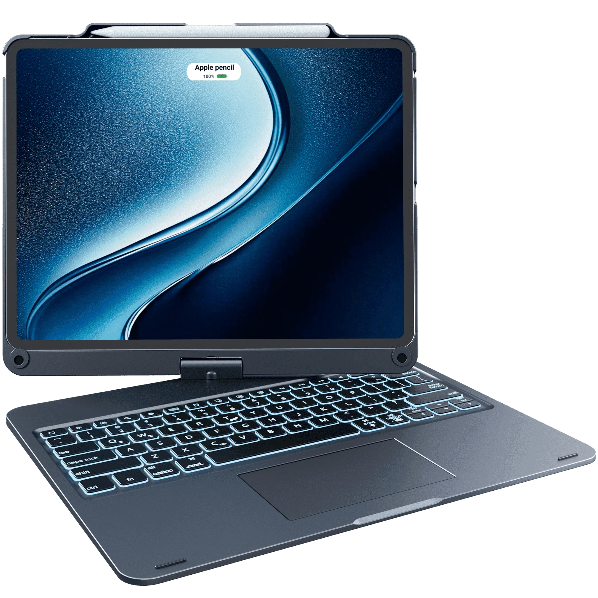 Pekarejue Keyboard Case for 2022 iPad Pro 12.9 inch 6th 5th Gen and 4th 3th Generation, 360-Degree Rotating Rugged Slim Protective Cover with Pencil Holder, Smart Touchpad, RGB Backlit, Space Gray