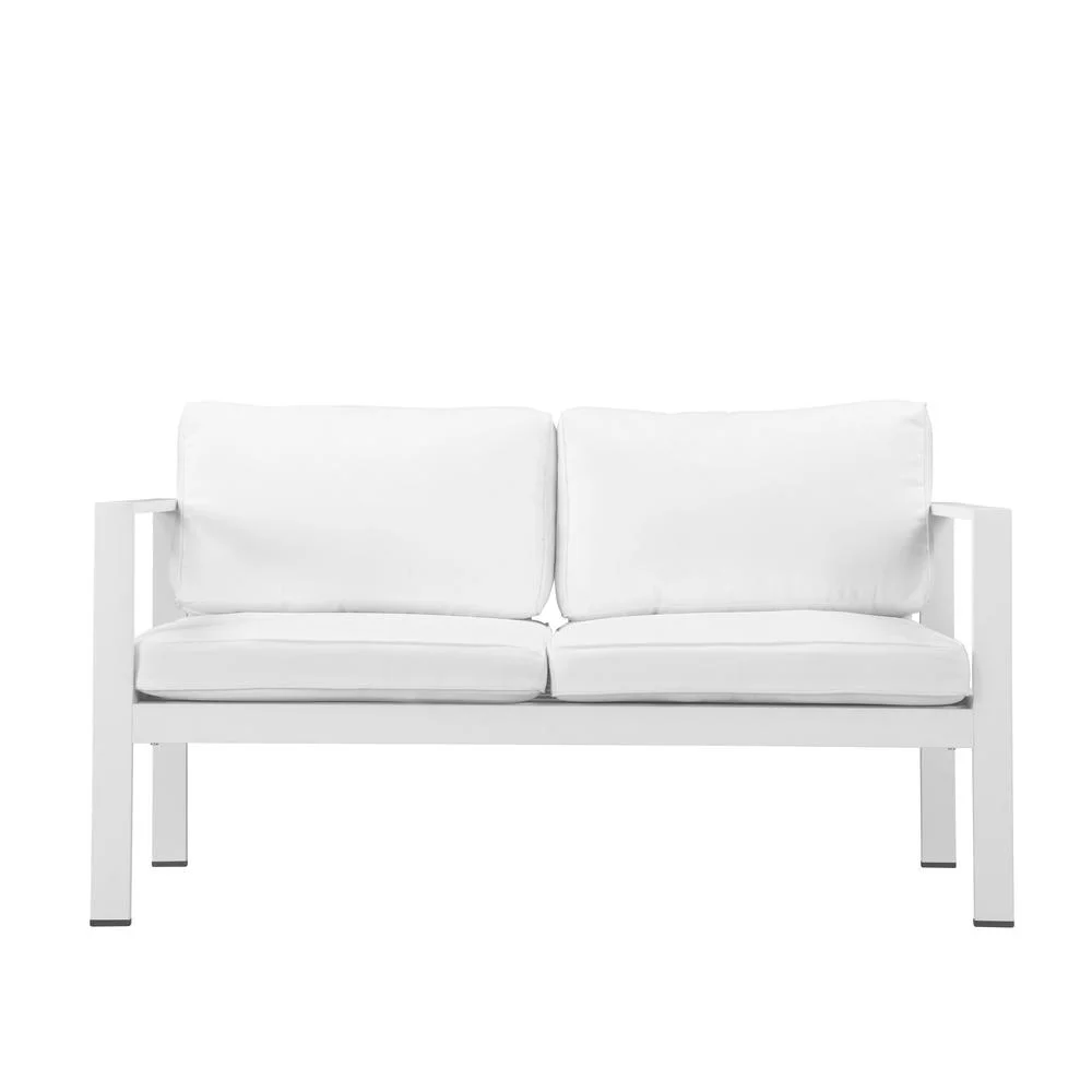 Pangea Home Karen Modern Aluminum Outdoor Sofa in Powder Coated White