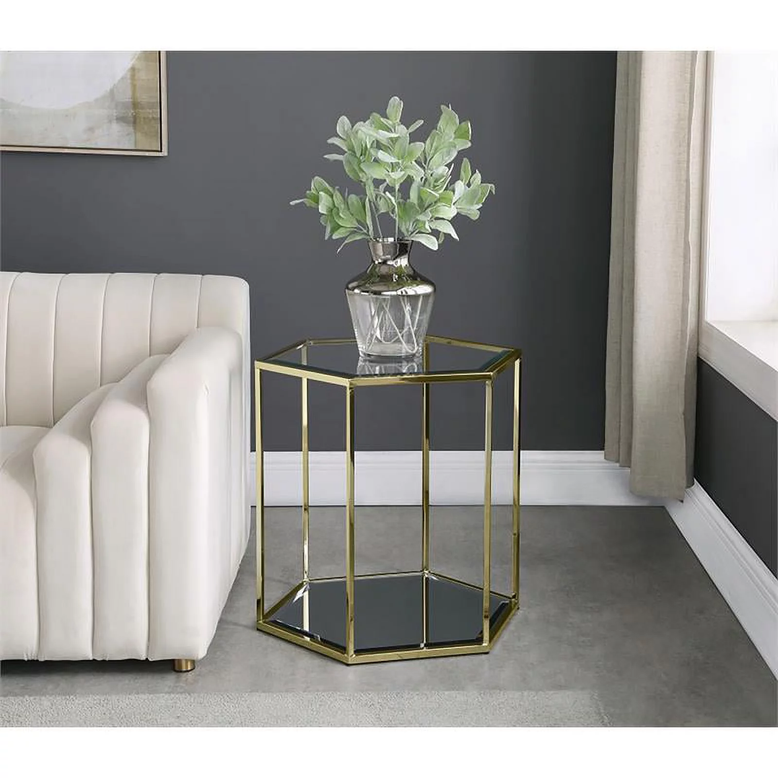 Meridian Furniture Sei Modular Stainless Steel and Glass End Table