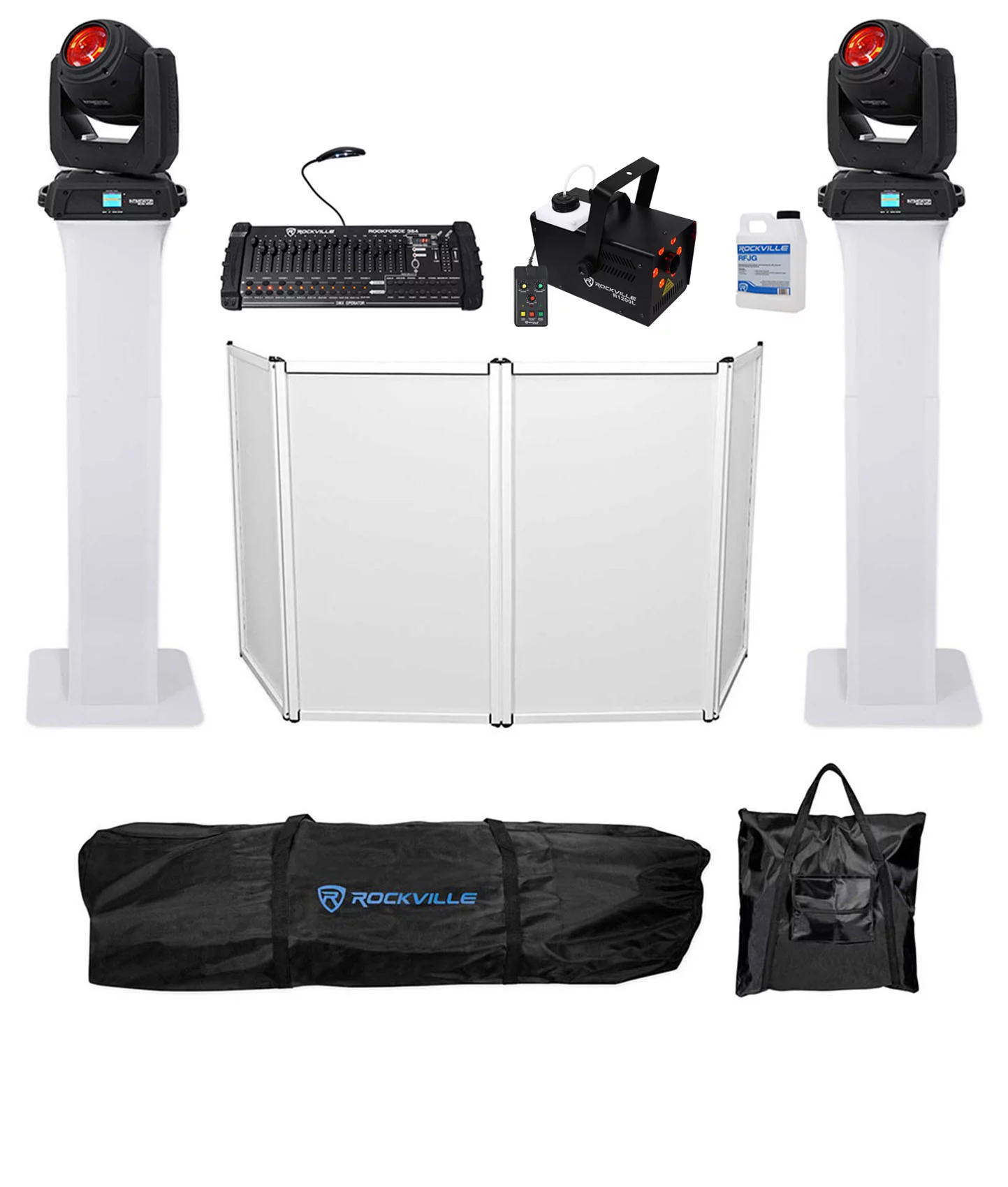 2) Chauvet DJ Intimidator Beam 140SR Moving Heads+Totems+Facade+Control+Fog