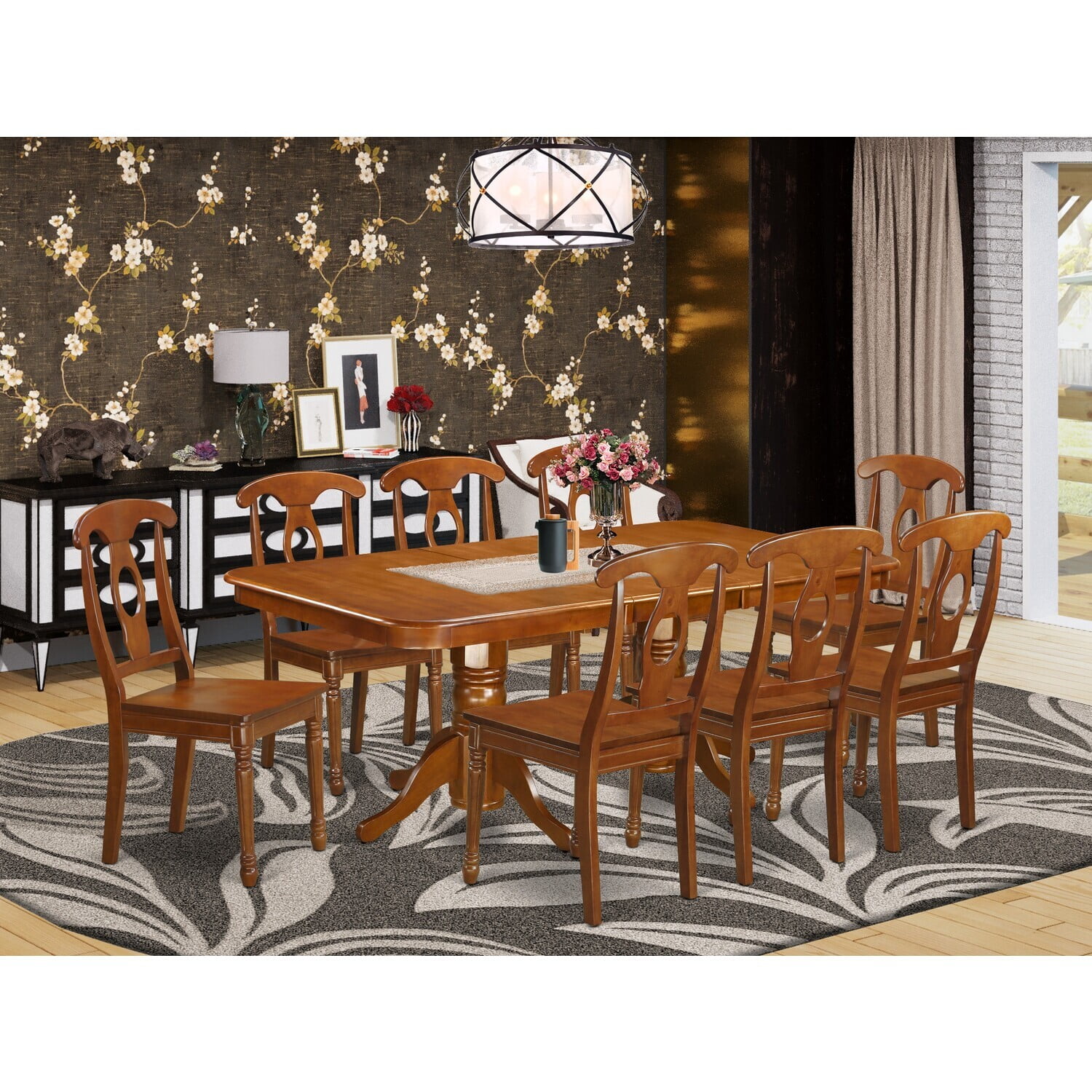 HomeStock Medieval Majesty Room Set - Rectangular Table With Leaf And Chairs For HomeStock