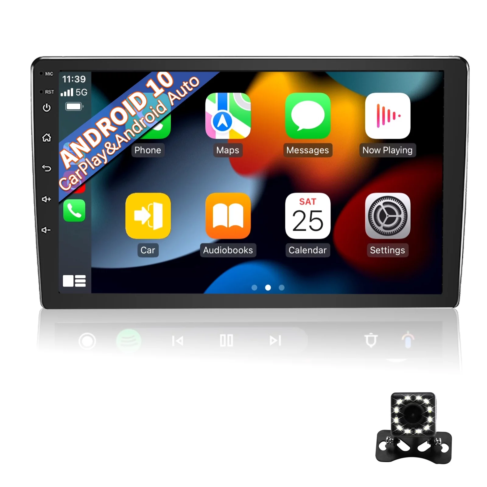 Binize double din car stereo 9inch Android10 Featuring CarPlay,Android Auto,Mirrorlink,Supports backup camera,Bluetooth,SWC,EQ setting