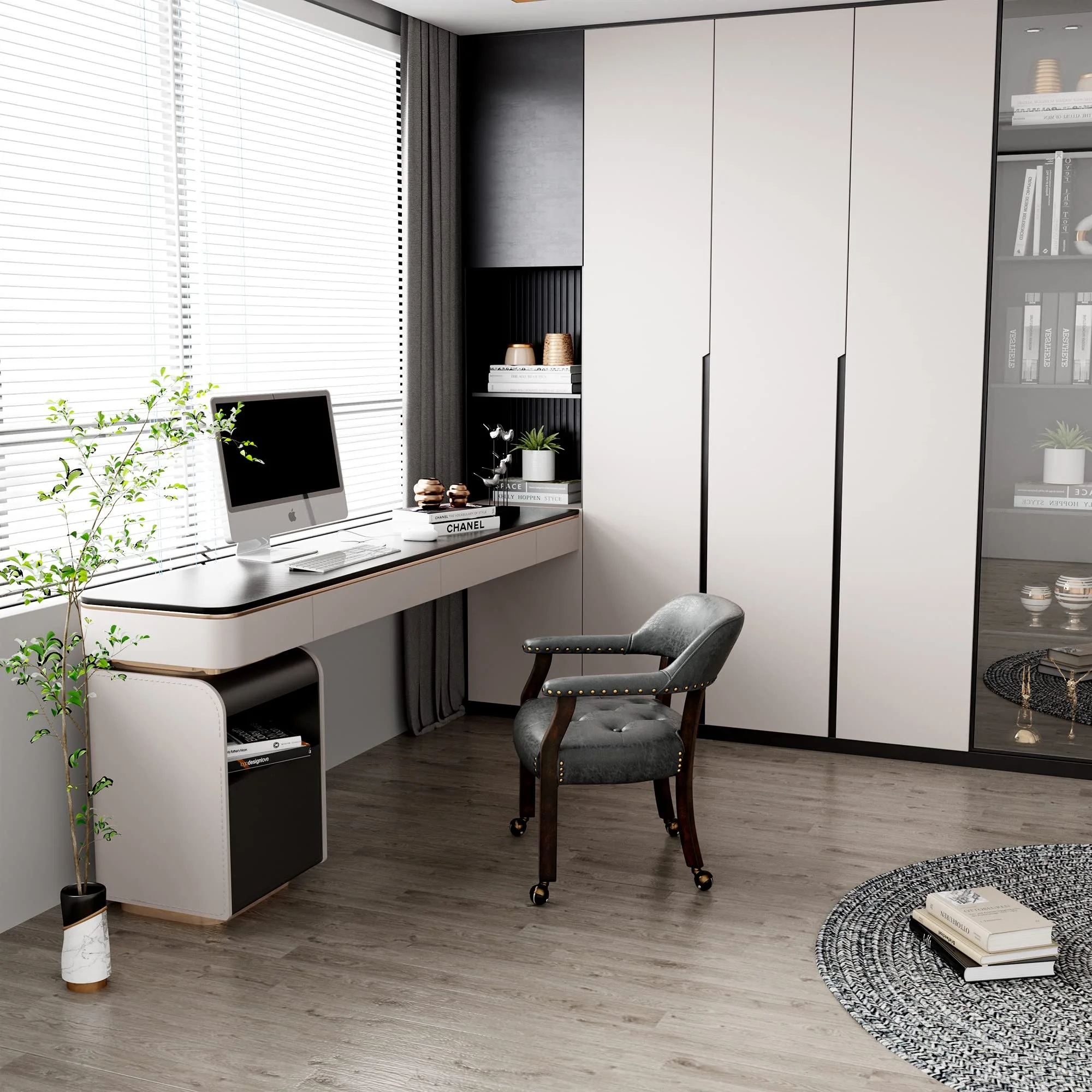 JESONVID Dining Chair with Casters Set of 2, Captain's Chair with Caster Dining Room Chairs with Rollers Curving Backrest Dinette Sets Poker Chair with Wheels Kitchen Table Rolling Chairs,Grey 318GY