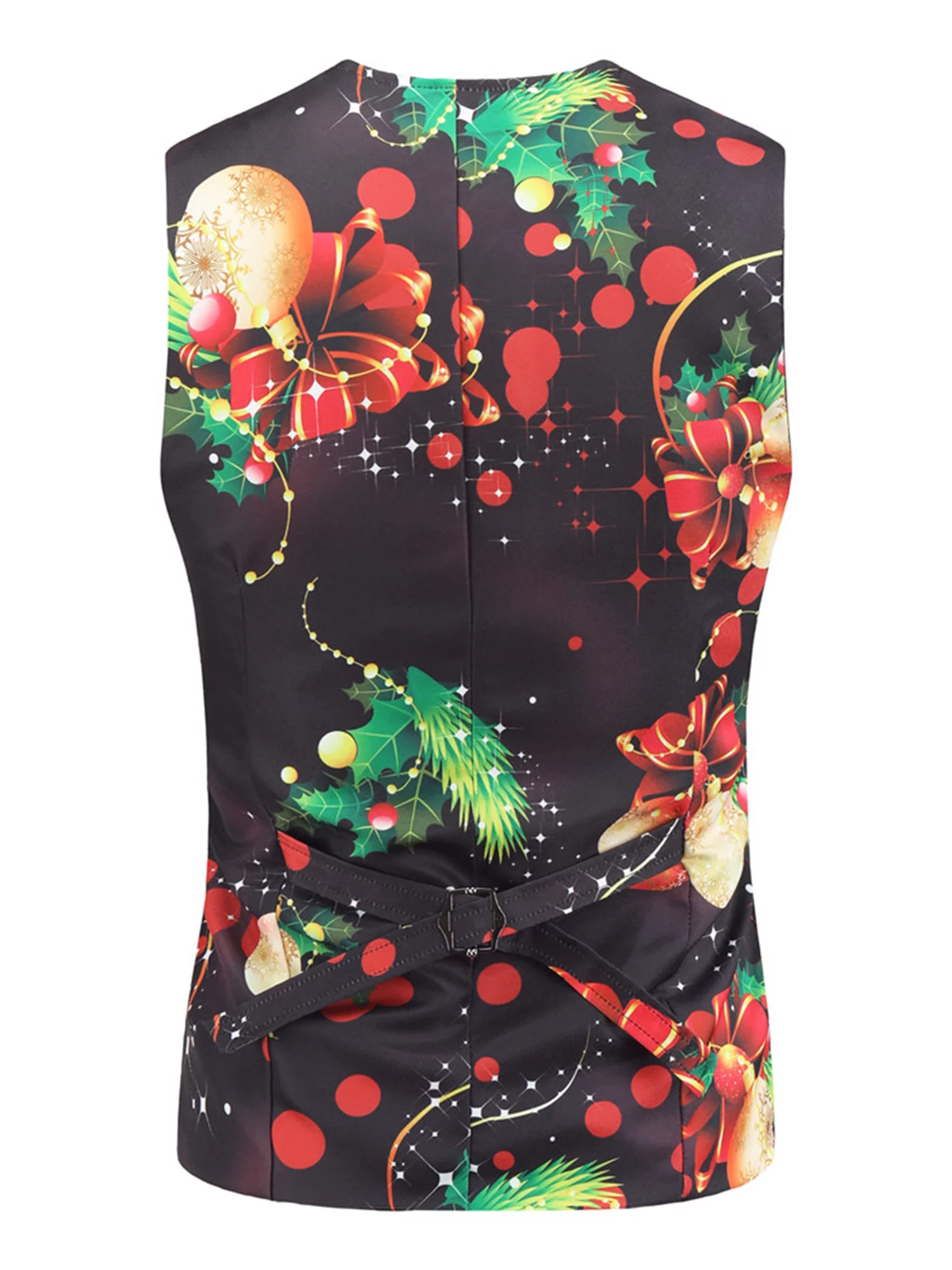 Genuiskids Men's Christmas 3 Piece Suit Print Turn-Down Collar Jacket + Sleeveless Split Vest + Elastic Waist Long Pants Funny Christmas Blazer Sets