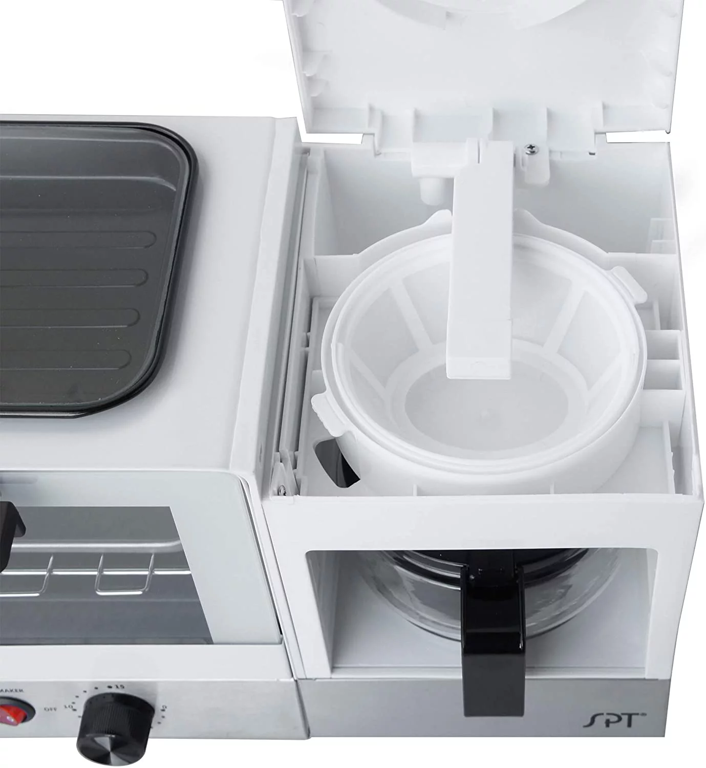 3-in-1 Breakfast Maker, Stainless Steel & White