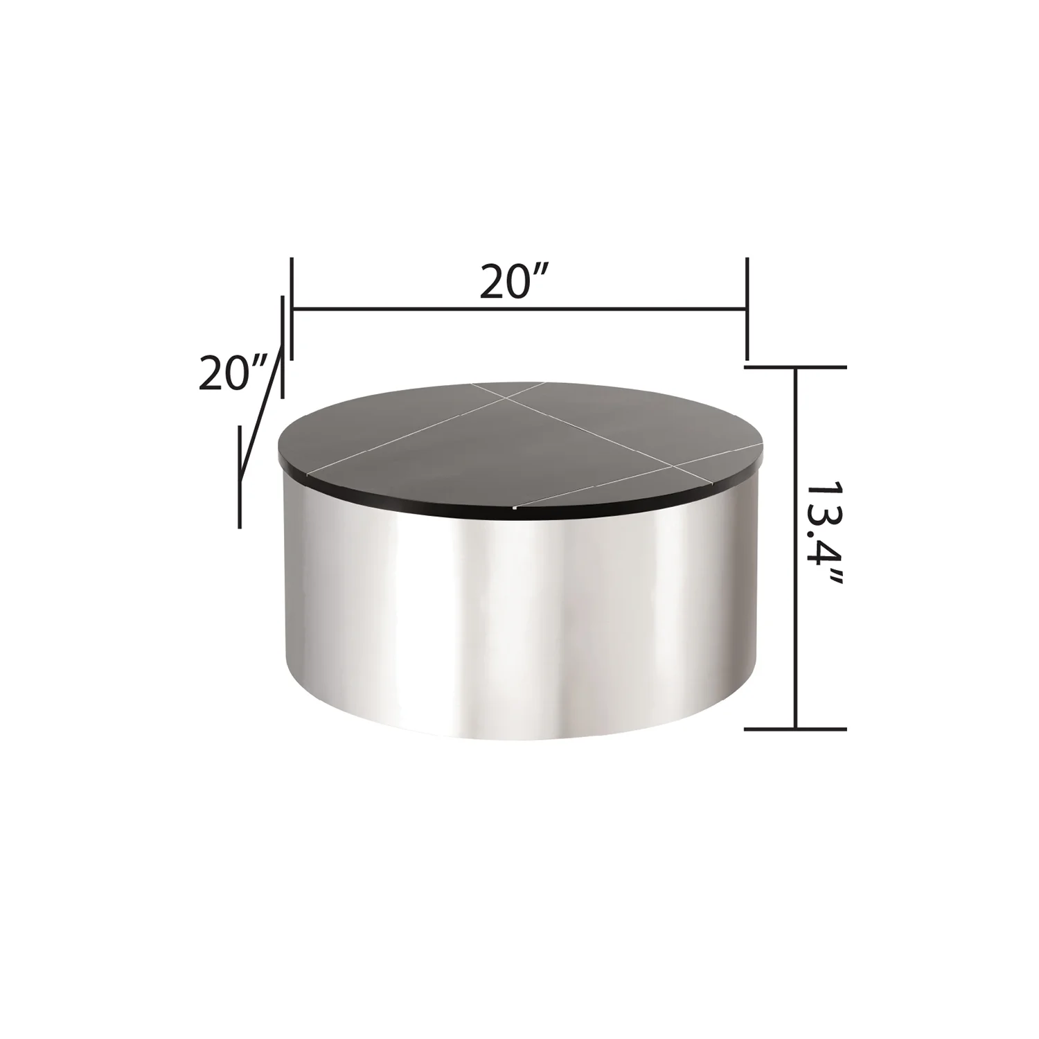 3PC CT805-3 Coffee Table Set made with Stainless Steel & Mango Wood in Silver