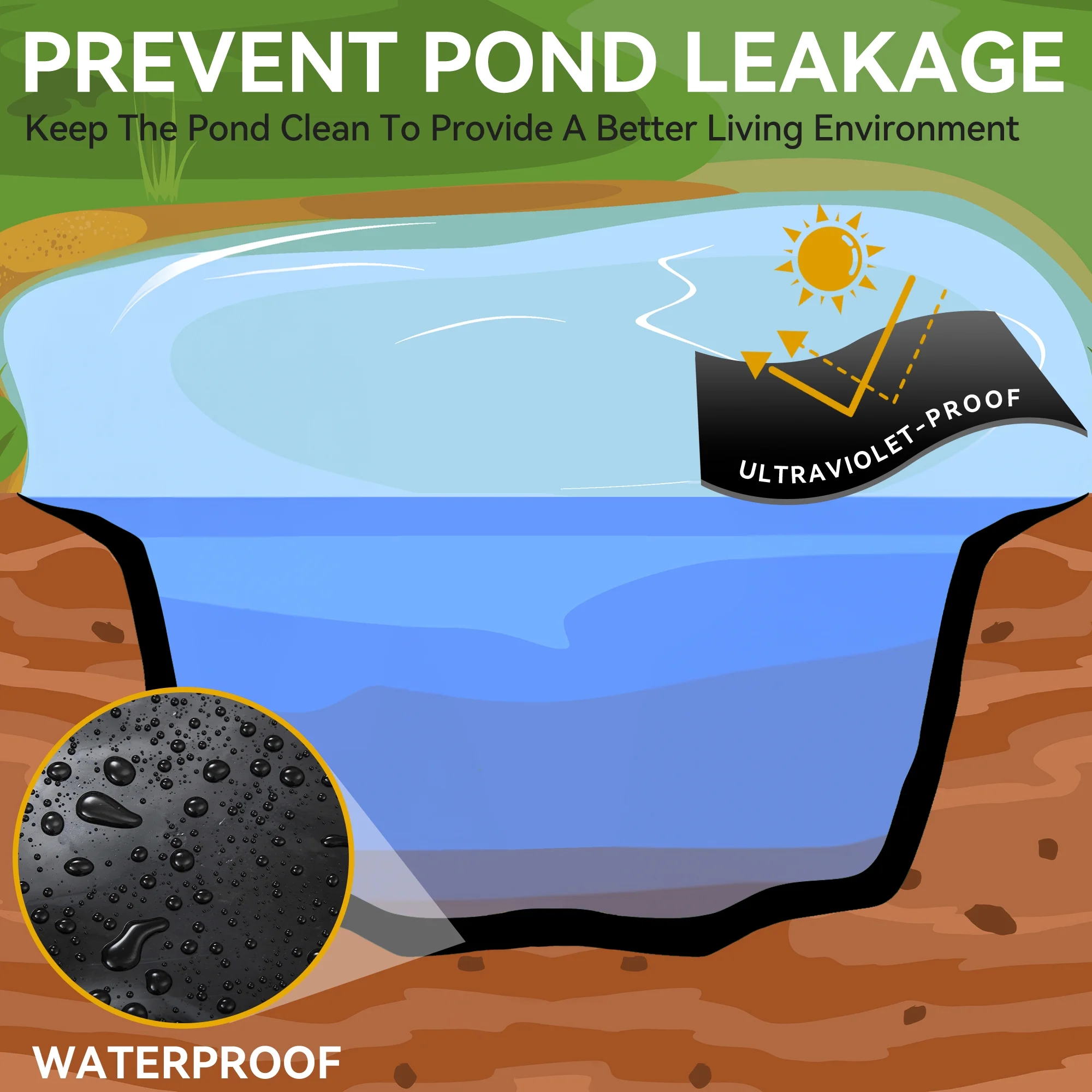 Dextrus Premium LLDPE Pond Liner 20x25 ft,, 20 Mil Thickness, Durable and Pliable for Outdoor Ponds, Fish or Koi Pond, Waterfall, Fountain, and Bed Planter,Pliable & Durable