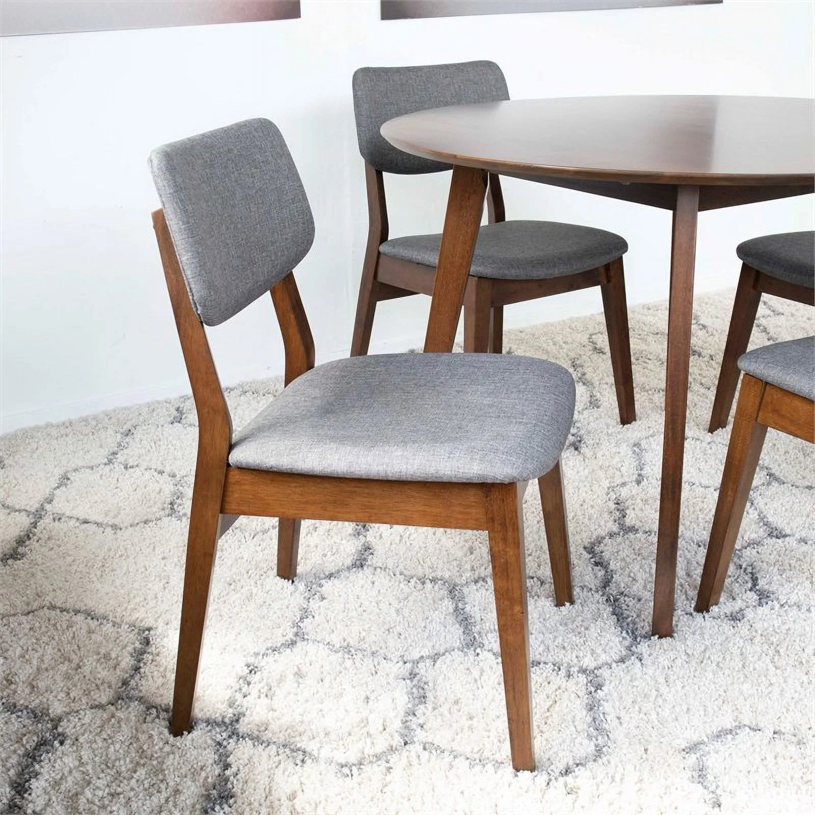 Cadence Modern Solid Wood Walnut Dining Room & Kitchen Table and Chair Set of 4