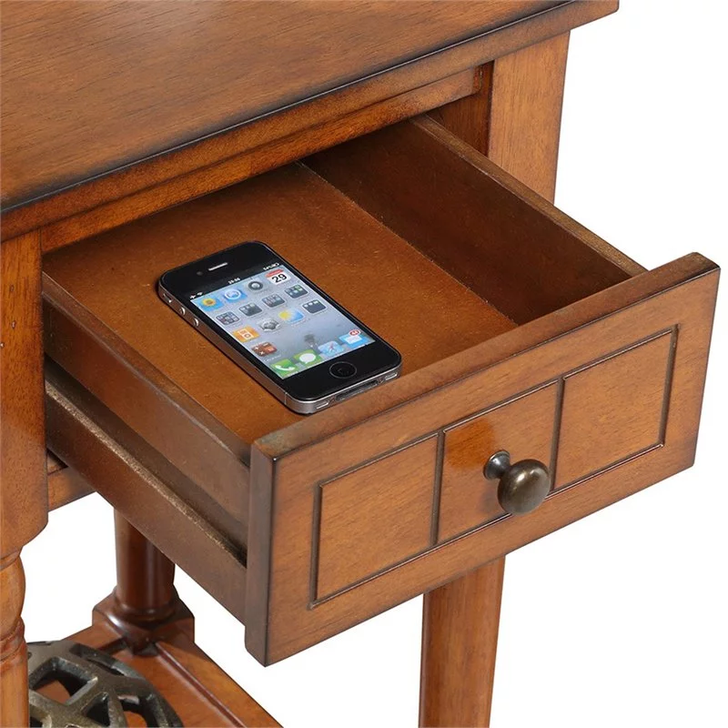 Pemberly Row One-Drawer Traditional Wood Accent End Table in Walnut