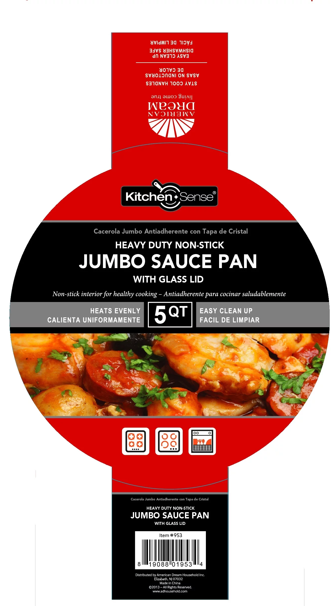 The Kitchen Sense Non-Stick Heavy Duty 3.5 Quart Jumbo Sauce Pan with Glass Lid