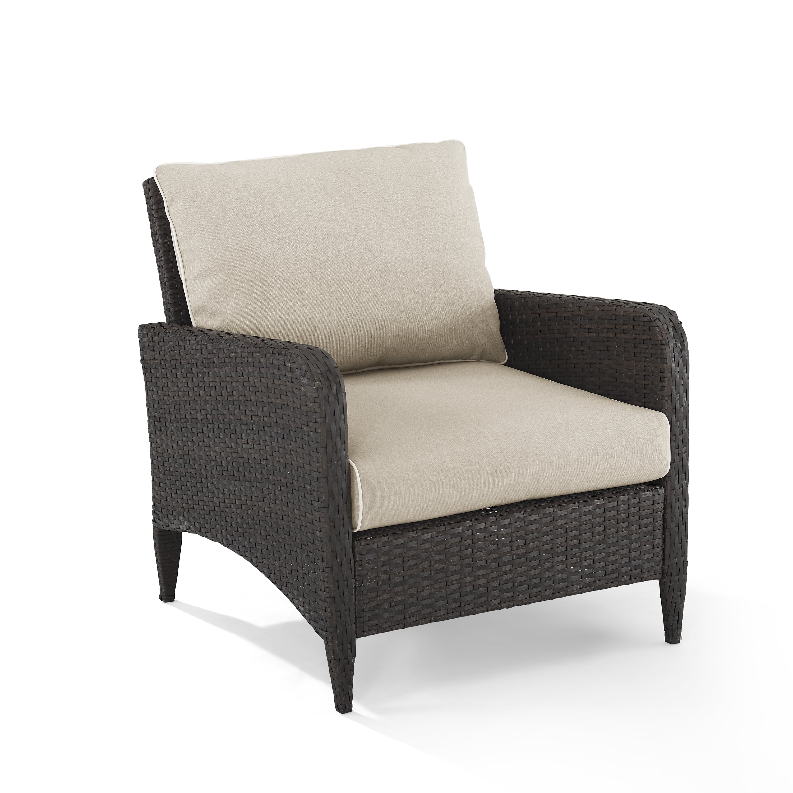 Crosley Kiawah Outdoor Wicker Arm Chair in Sand