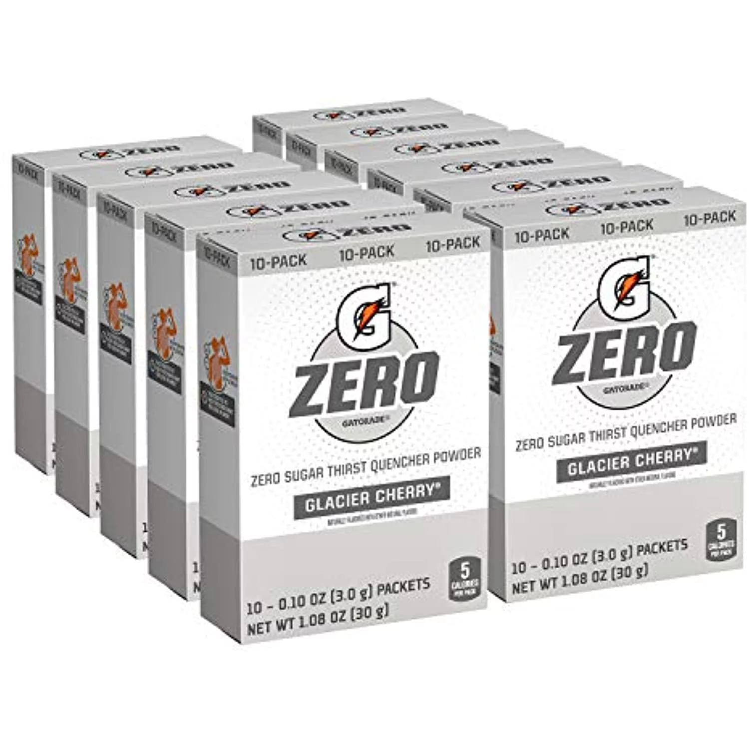 Gatorade G Zero Powder, Glacier Cherry, 0.10Oz Packets (120 Pack) & Zero Sugar Thirst Quencher, 4 Flavor Variety Pack, 12 Fl Oz, Pack Of 24
