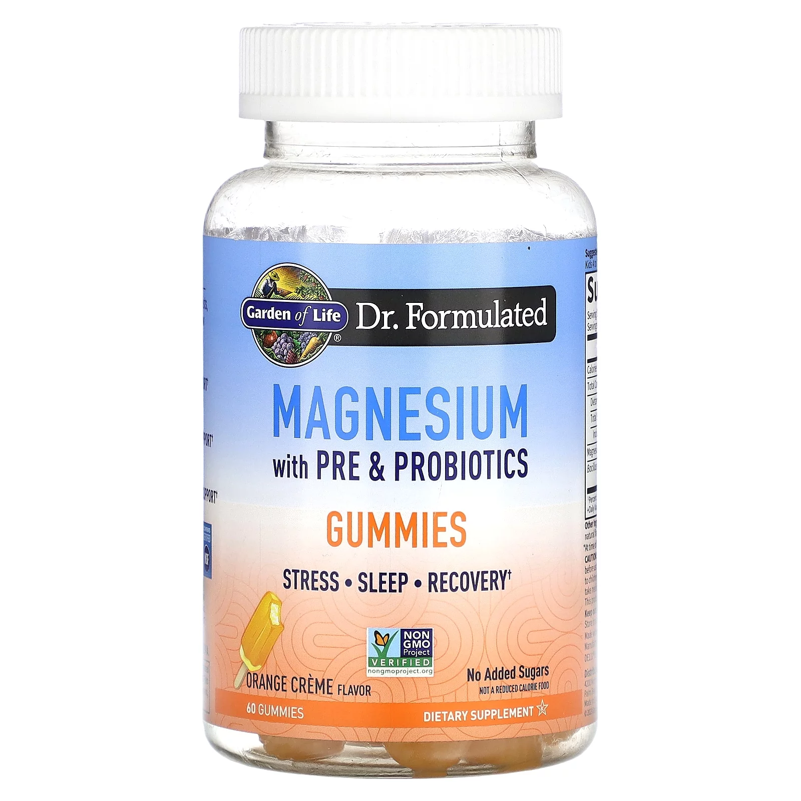 Garden of Life Magnesium with Pre & Probiotics Gummies, Orange Creme, 60 Gummies
