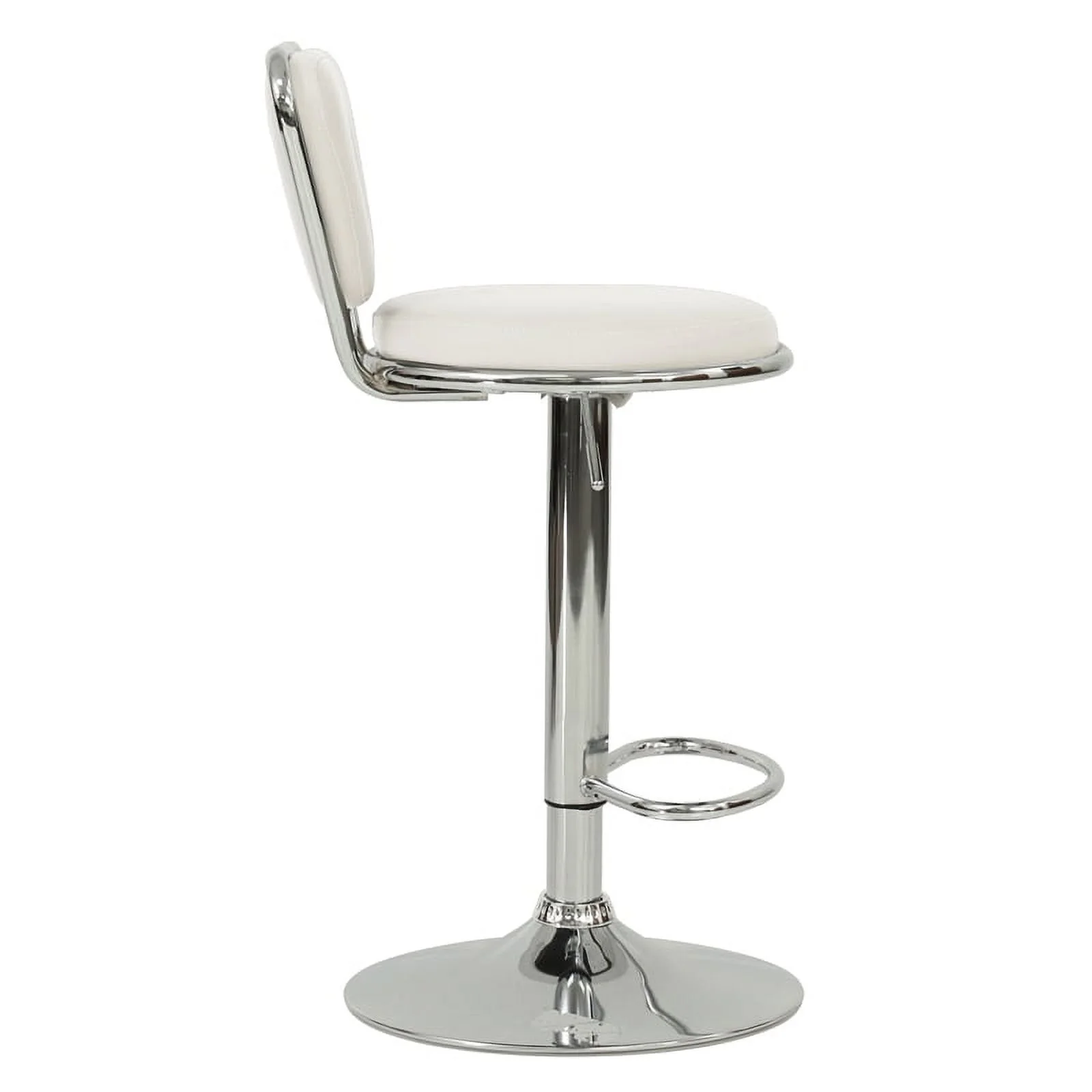 Poundex F1642 16 x 18 x 34-40 in. Adjustable Height & Swivel Barstool in White Faux Leather - Set of 2