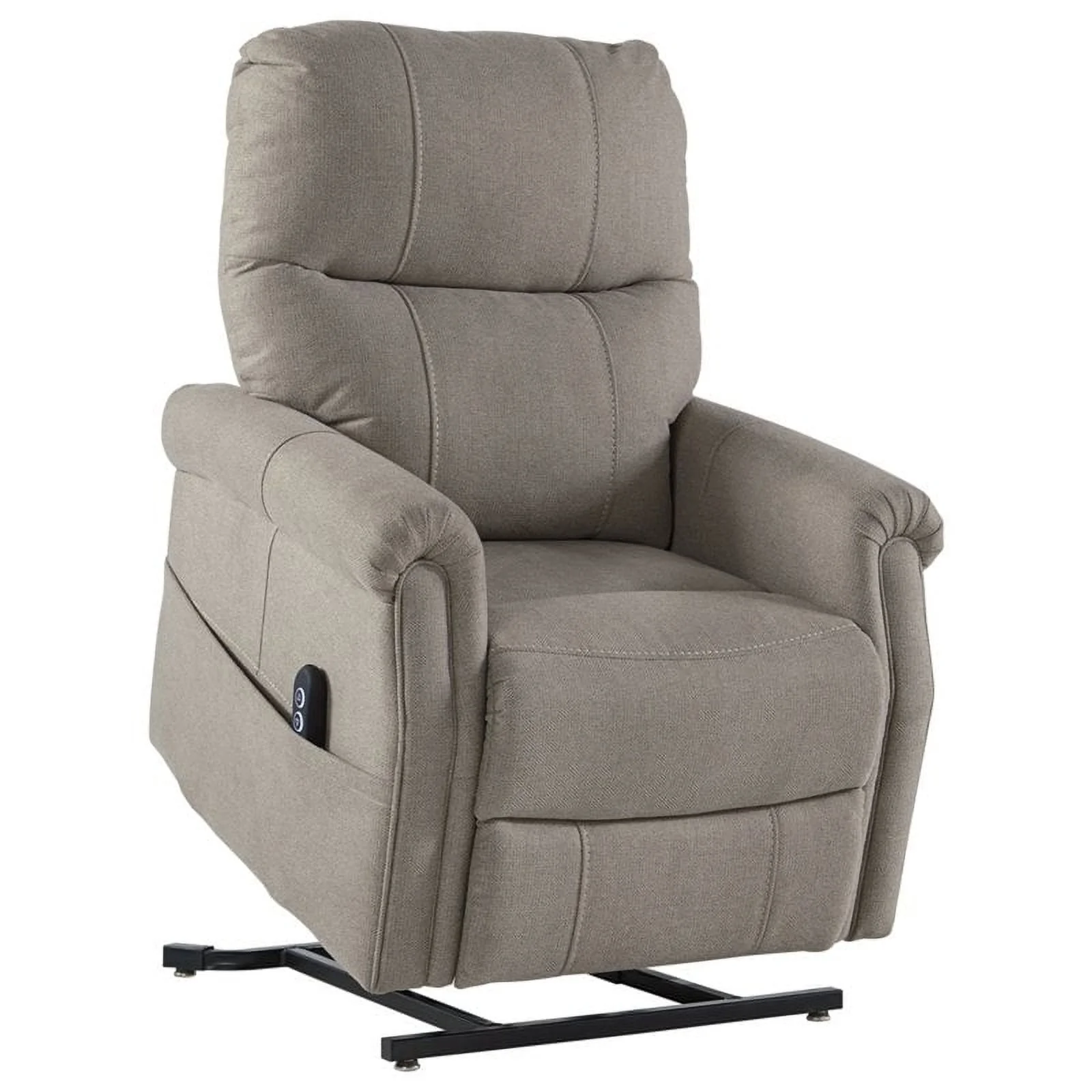 Bowery Hill Traditional Fabric Power Lift Recliner in Gray Finish