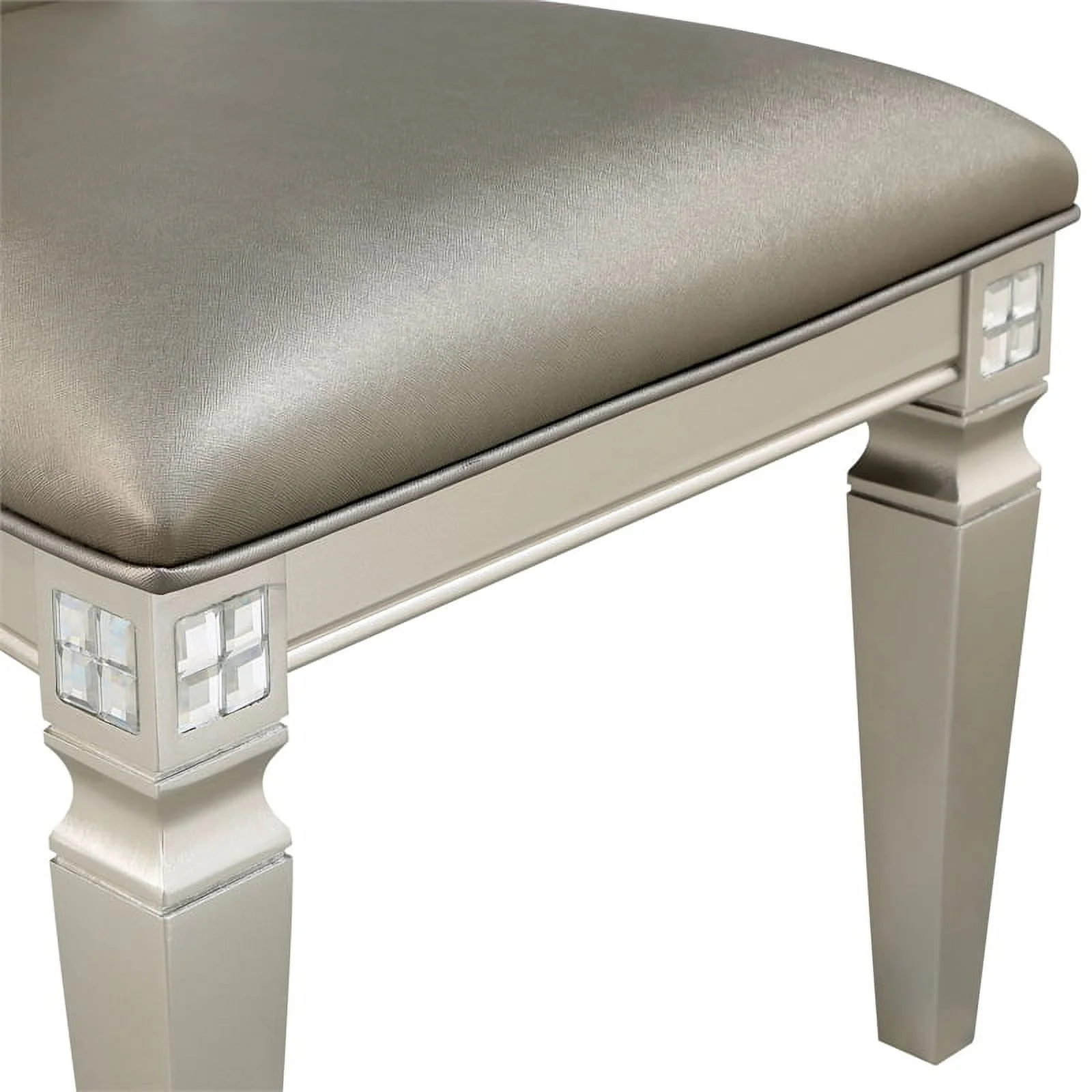 Furniture of America Melaj Wood 7pc Round Dining Table Set in Champagne Gold