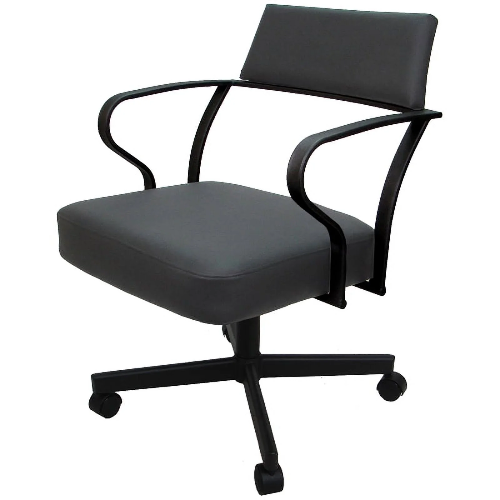 Pemberly Row Swivel Tilt Metal Dining Caster Chair - Gray - Black Frame