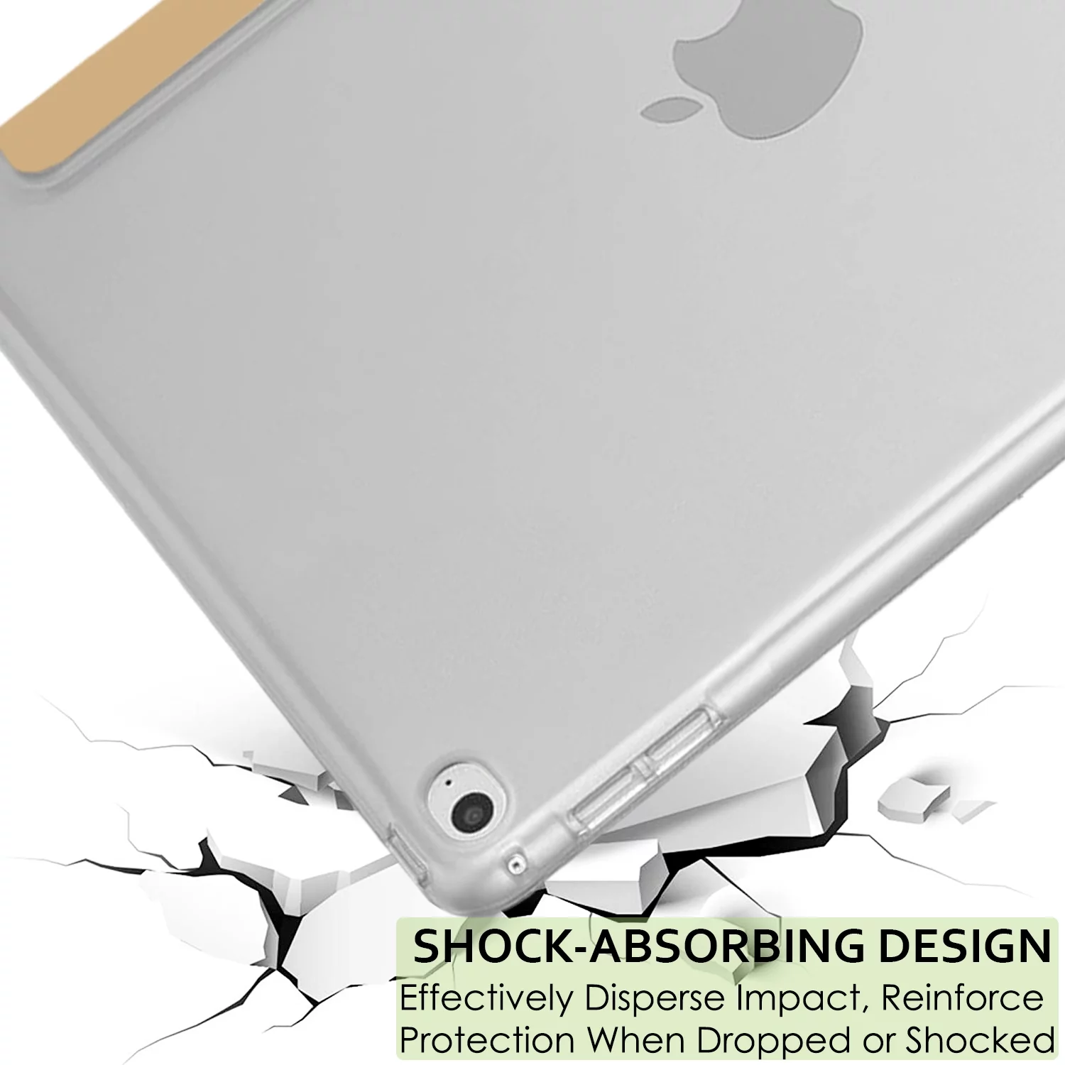 DuraSafe Cases iPad Air 2nd 1st Gen 9.7 Inch 6th 5th [ Air 2 1 ] MGLW2LL/A MGL12LL/A MH0W2LL/A MGKM2LL/A MH182LL/A MGKL2LL/A iPad Cover with Translucent Hard Back - Gold