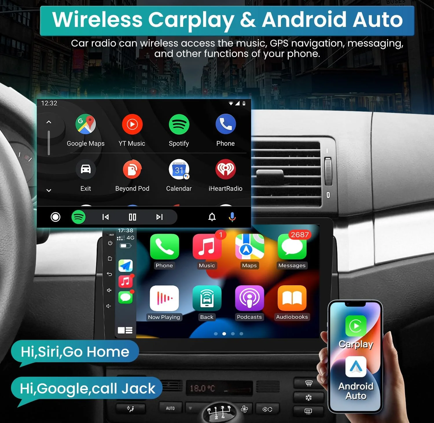 THONZER 8 Core  Radio Upgrade Android 11 Car Stereo for BMW 3 Series 1999-2005, 9 Inch 1280*800 HD Touchscreen Support CarPlay & Android Auto 5G WiFi Bluetooth5.0 GPS FM SWC AHD Backup Camera(4G+32GB)