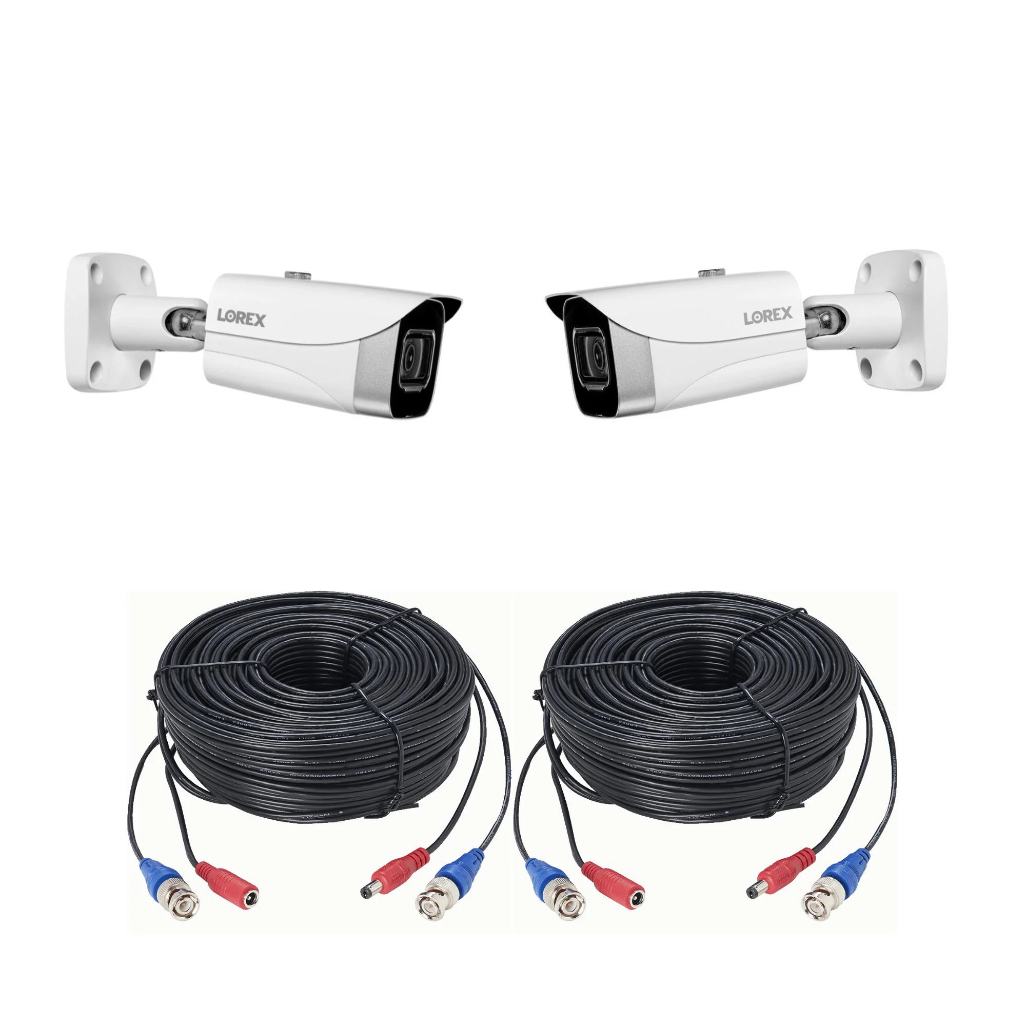 Lorex 4K Metal Bullet Ultra HD IP Security Camera (White, 2-pack) with Cables