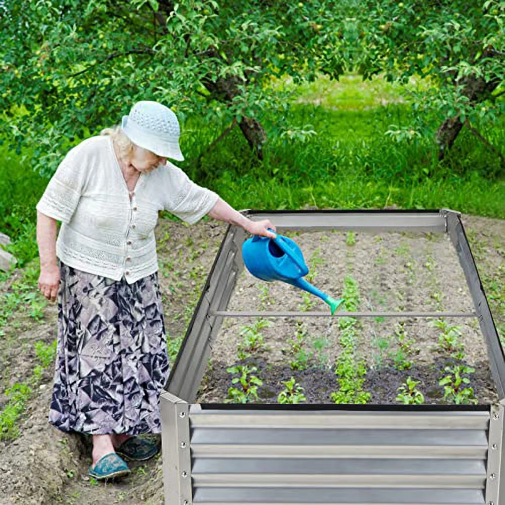 Safstar Galvanized Raised Garden Bed, 6 x 3 x 2 Ft Metal Raised Planter Box Kit with 4 Ground Stakes & 269 Gallon, Outdoor Elevated Garden Bed for Vegetables, Flowers, Herbs, Easy Assembly, Silver