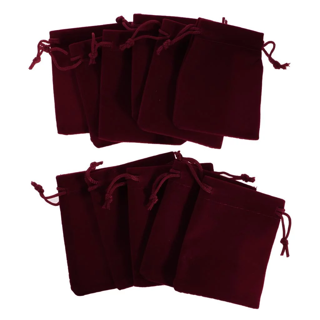 HOMYL 6x10 pieces Velvet Bags Wedding Party Gift Drawstring Jewelry Pouches Red