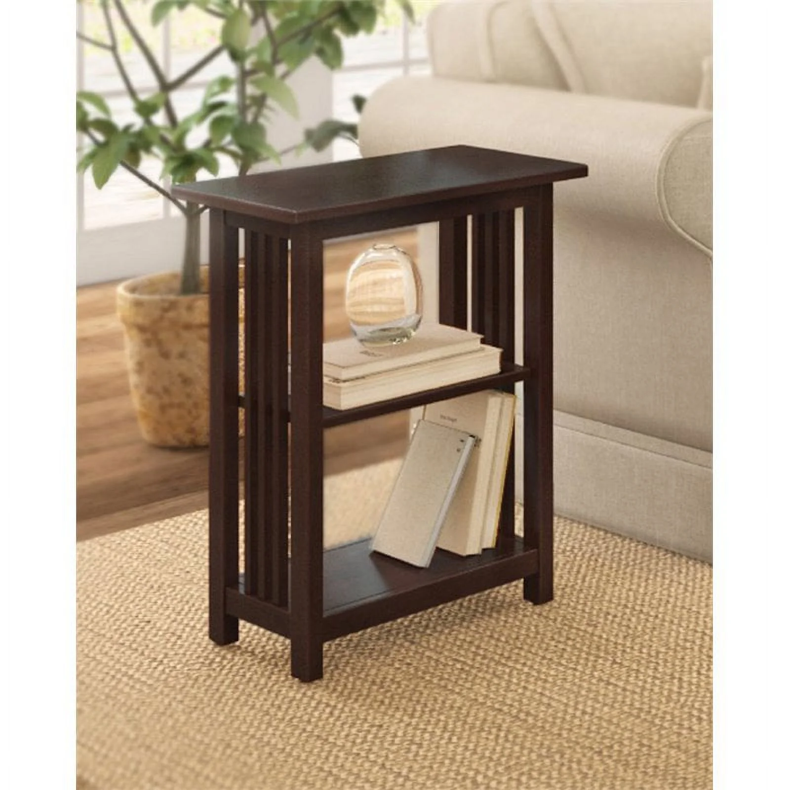Home Square 2-Shelf Wood End Table in Espresso Finish - Set of 2