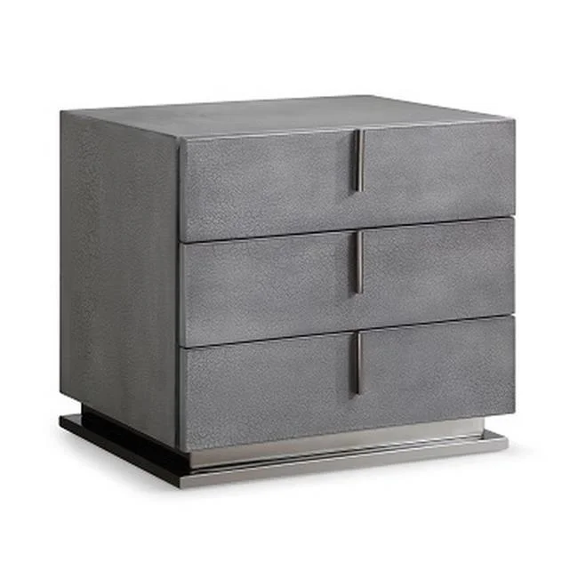 24 in. Cid Jely Nightstand with 3 Drawers, Gray