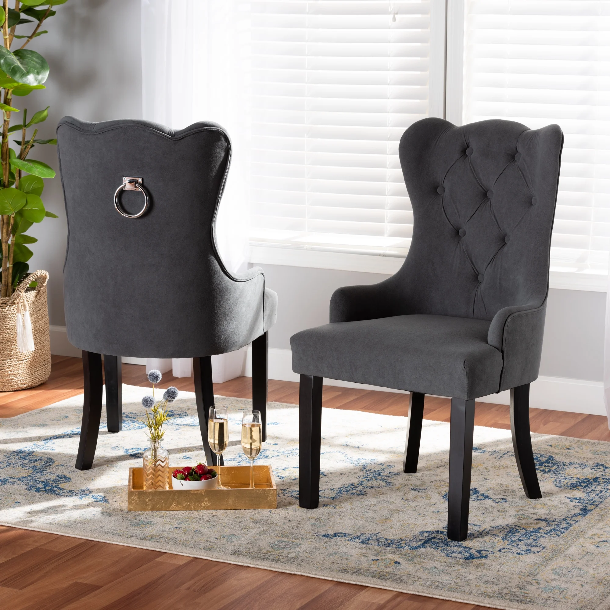 Baxton Studio Fabre Dining Chair, Set of 2, Grey