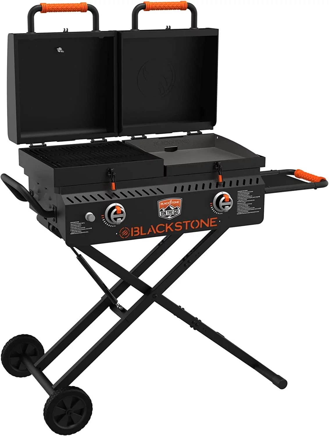 Blackstone 1550 On The Go Combo with Wheels, Legs Hood & Side Shelf Heavy Duty Flat Top Portable BBQ Griddle Grill Station for Kitchen, Camping, Outdoor, Tailgating, Black