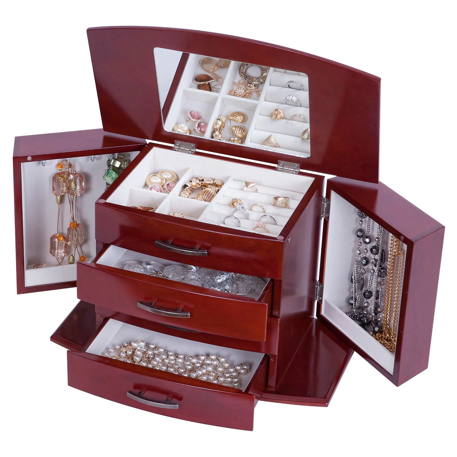 Mele Designs Sutton Upright Jewelry Box for women in Dark Burlwood Walnut Finish