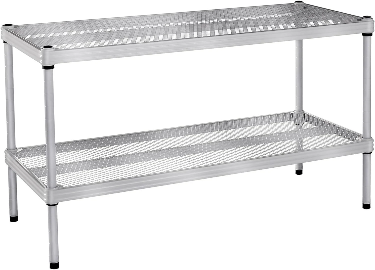2 Tier Full Size Metal Storage Shelving Unit Rack for Kitchen, Office, and Garage Organization 31 by 13 by 17.5 Inches, Silver