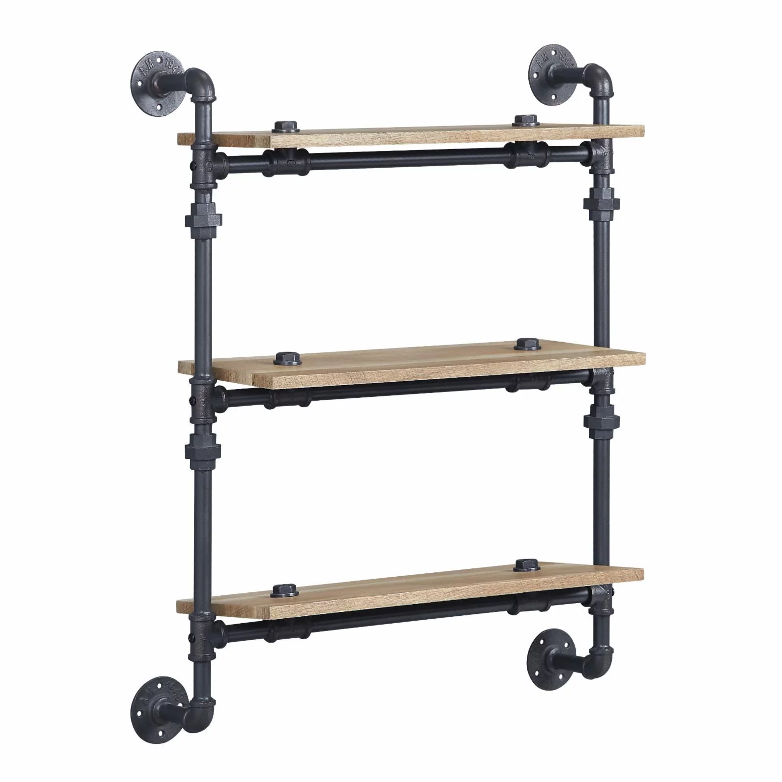 ACME Brantley Wall Rack with 3 Wooden Shelves in Oak and Sandy Black