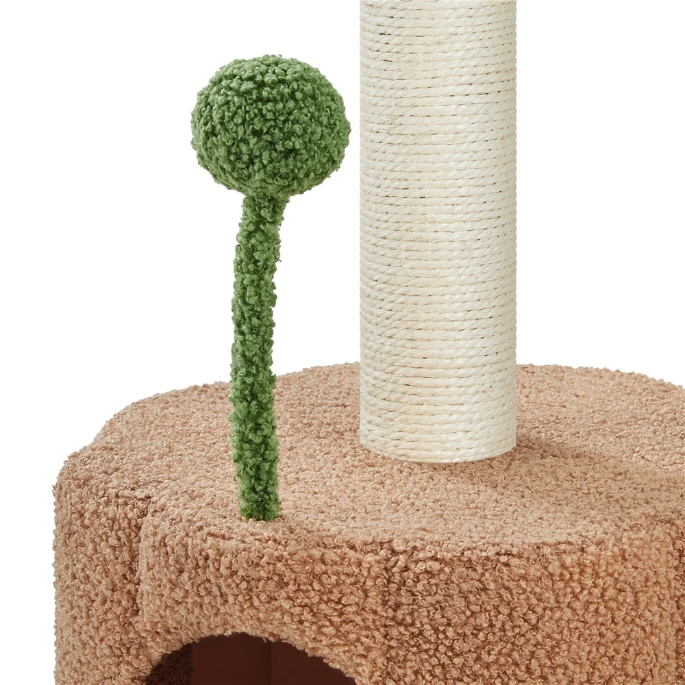 Yaheetech 42'' H Cat Tree Tower with Natural Sisal Scratching Posts, Green/Brown