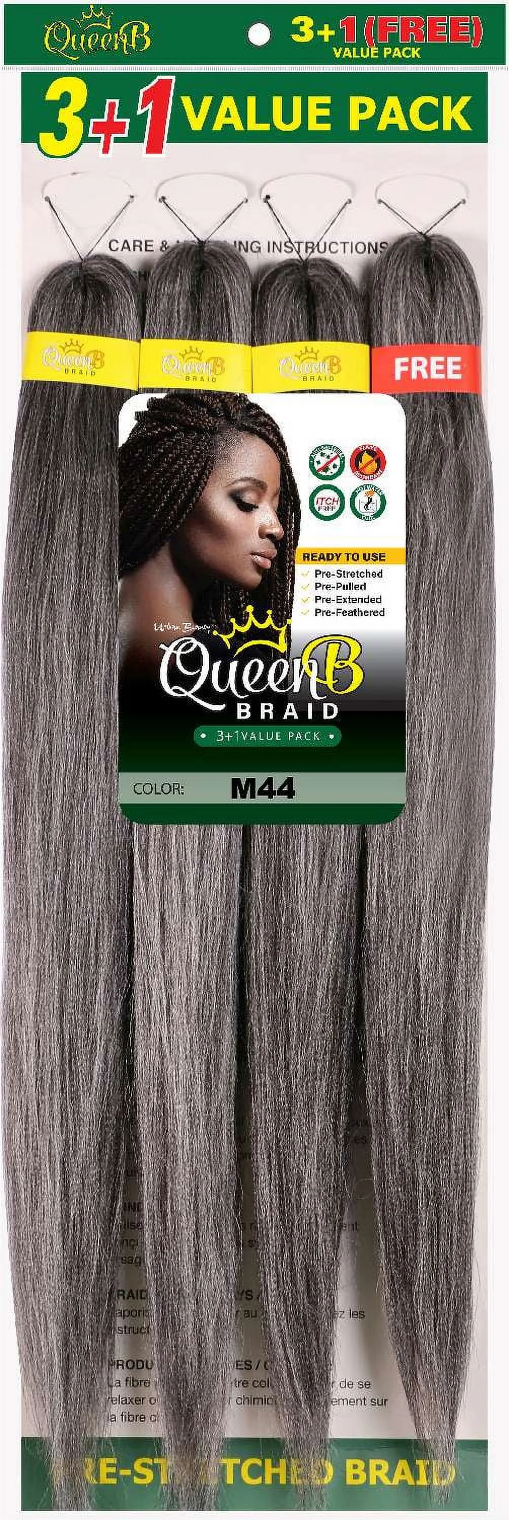 Urban Beauty Queen B Braid Synthetic 3 + 1 Value Pack 50 Inch Color M44