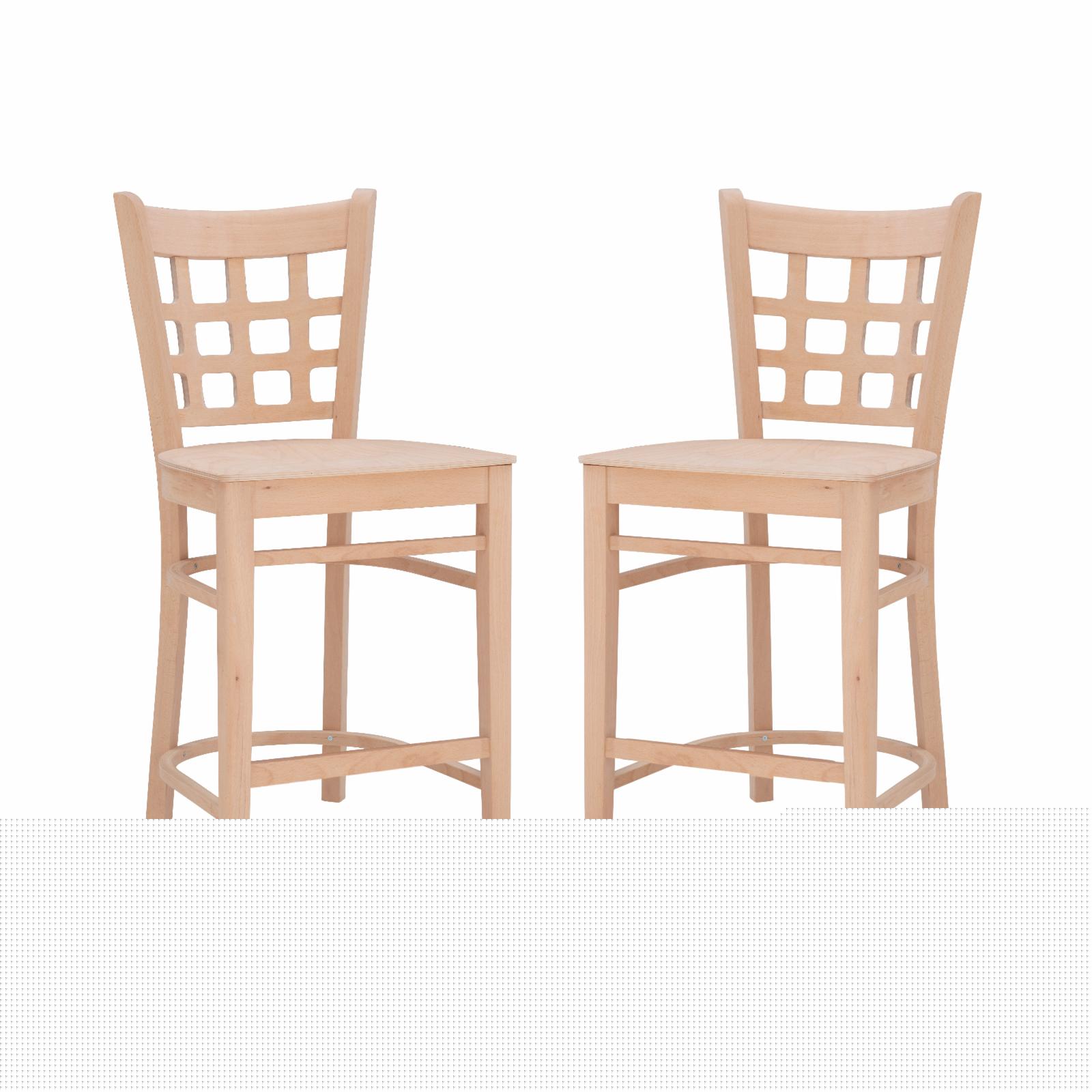 Linon Lola 24 in. Counter Stool - Unfinished - Set of 2