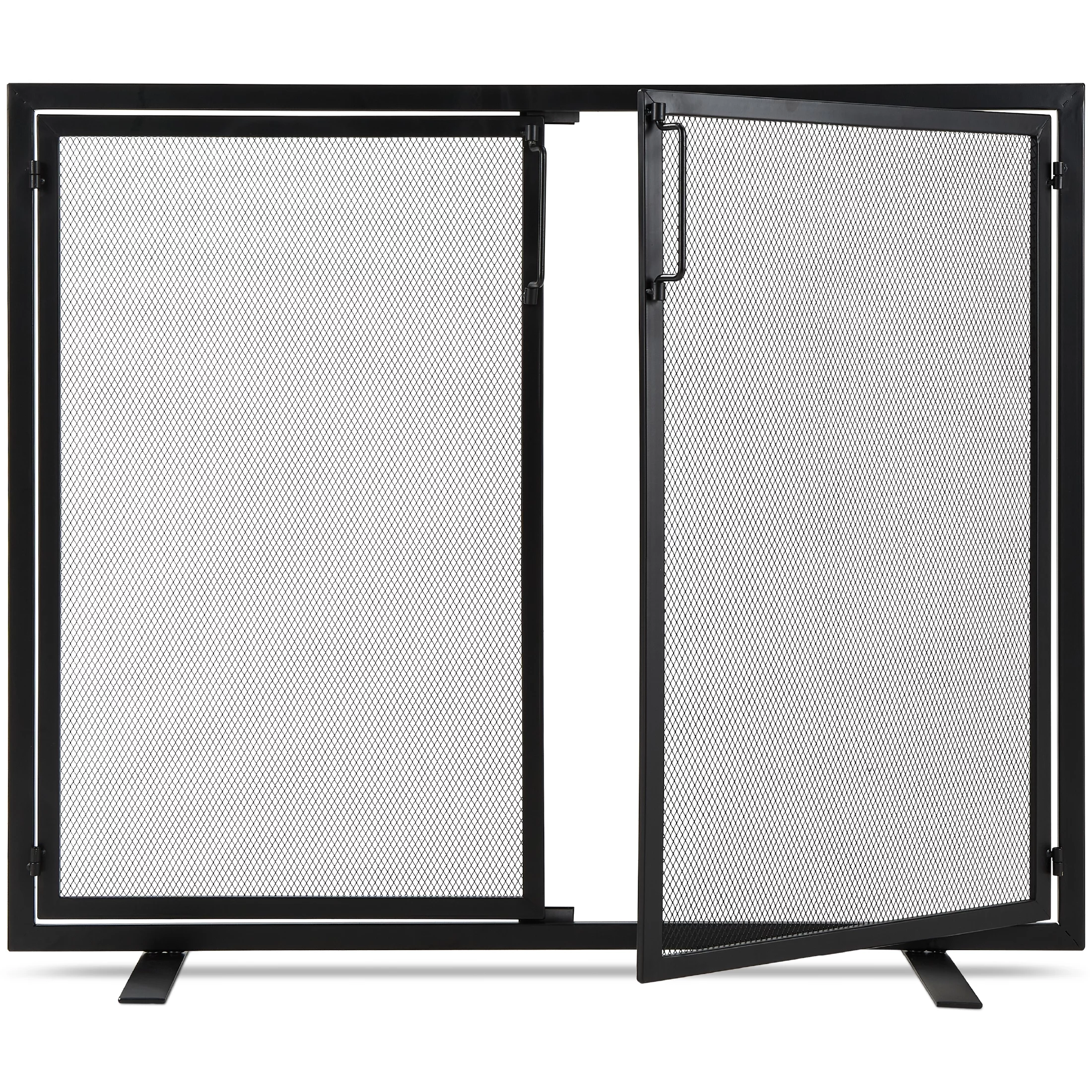 Best Choice Products 38.5x31in 2-Door Fireplace Screen, Handcrafted Wrought Iron Spark Guard w/ Magnetic Doors - Black